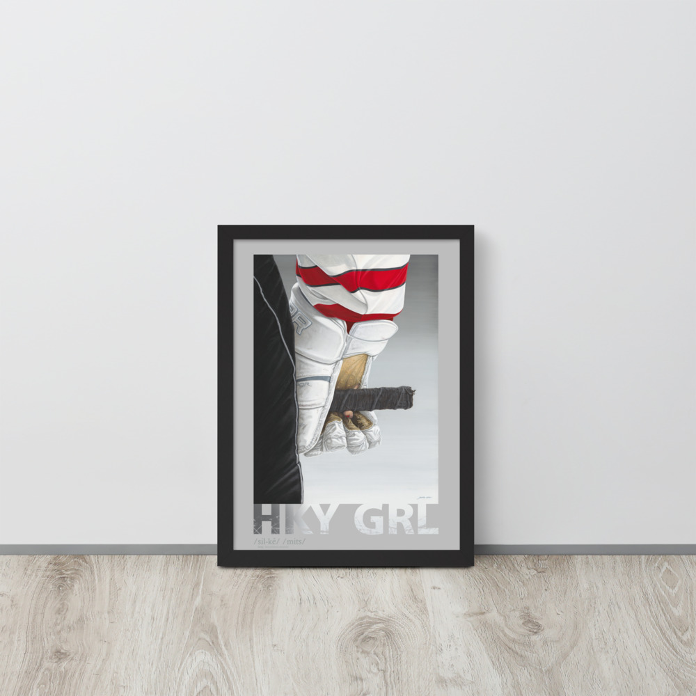 HKY GRL: Silky Mitts with slang & border Framed Poster - Image 2