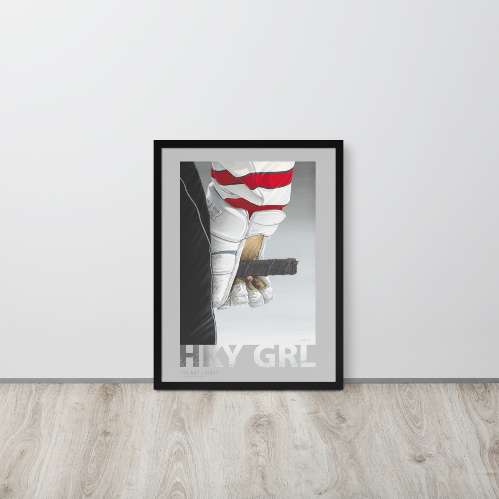 HKY GRL: Silky Mitts with slang & border Framed Poster - Image 3