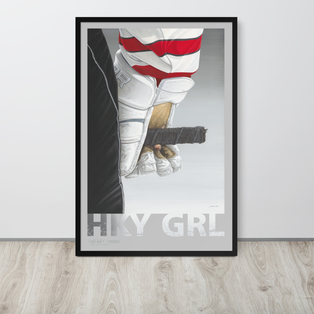 HKY GRL: Silky Mitts with slang & border Framed Poster