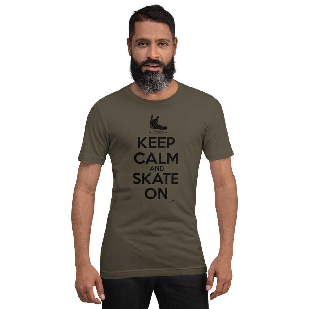 KEEP CALM and SKATE ON (black text) Unisex T-Shirt - Image 3