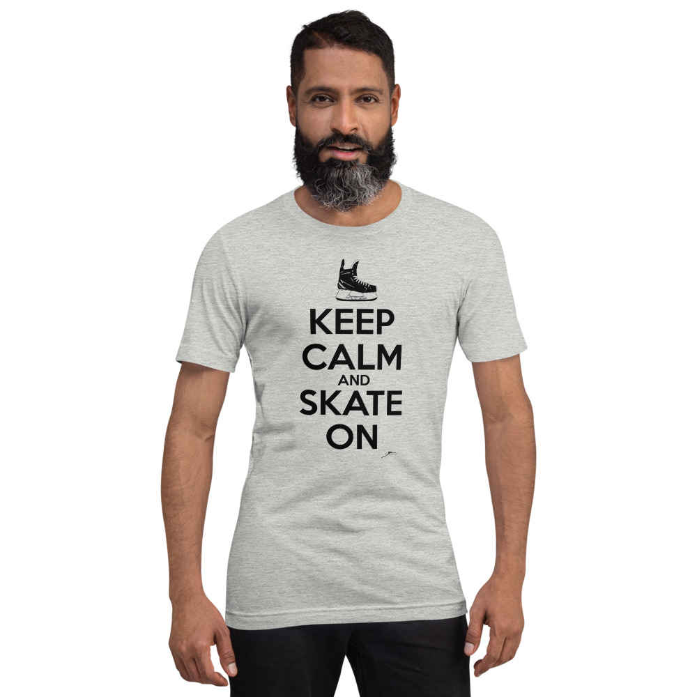 KEEP CALM and SKATE ON (black text) Unisex T-Shirt - Image 7