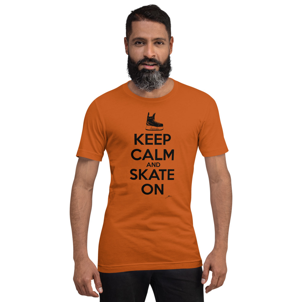 KEEP CALM and SKATE ON (black text) Unisex T-Shirt - Image 5