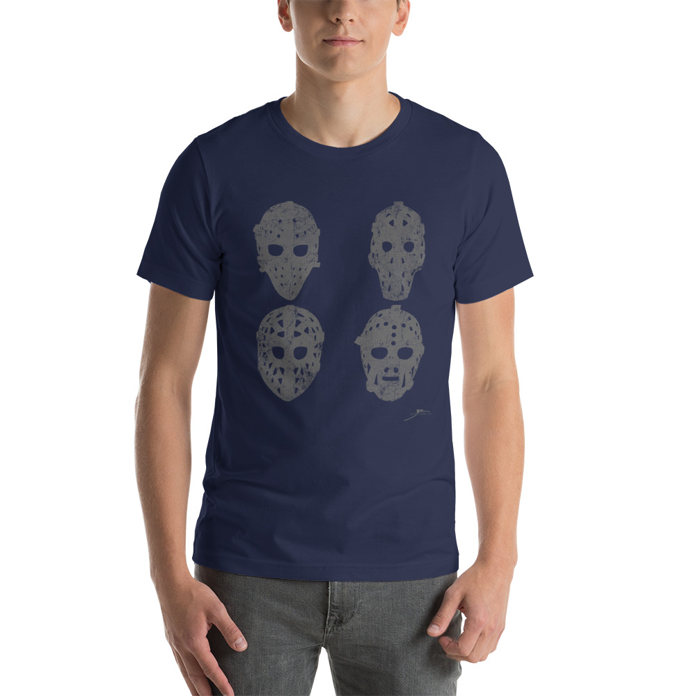 4 Vintage Goalie Masks (charcoal) Unisex T-Shirt - Image 4
