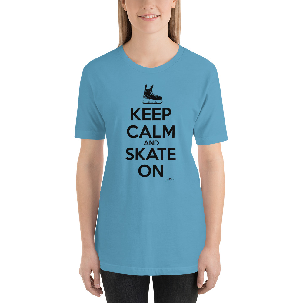 KEEP CALM and SKATE ON (black text) Unisex T-Shirt