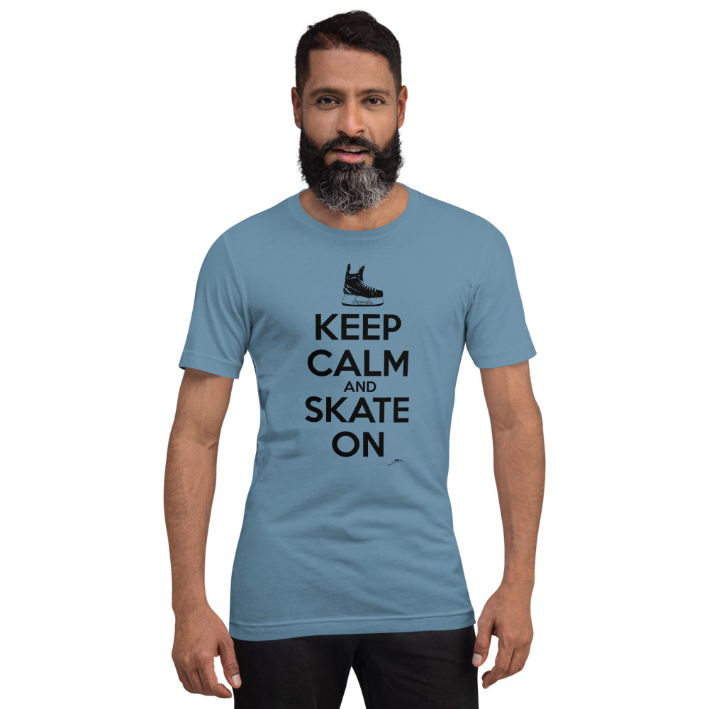 KEEP CALM and SKATE ON (black text) Unisex T-Shirt - Image 6
