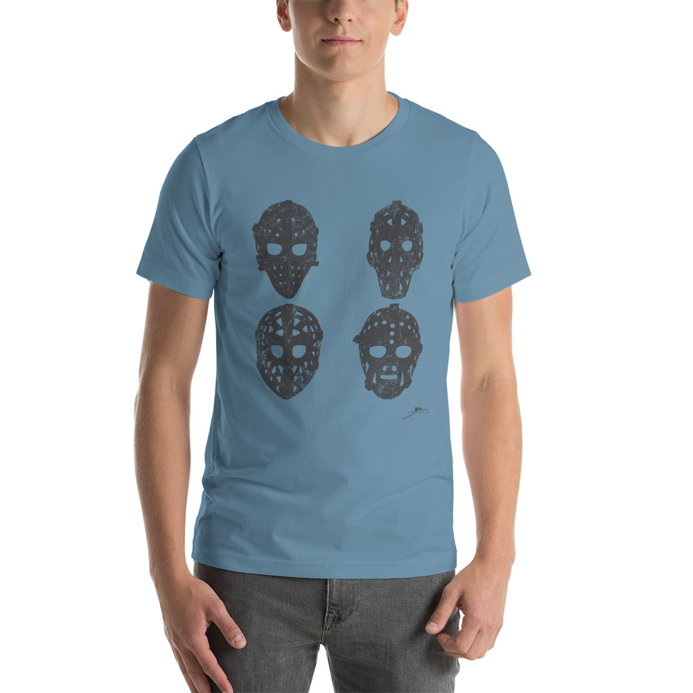 4 Vintage Goalie Masks (charcoal) Unisex T-Shirt - Image 5