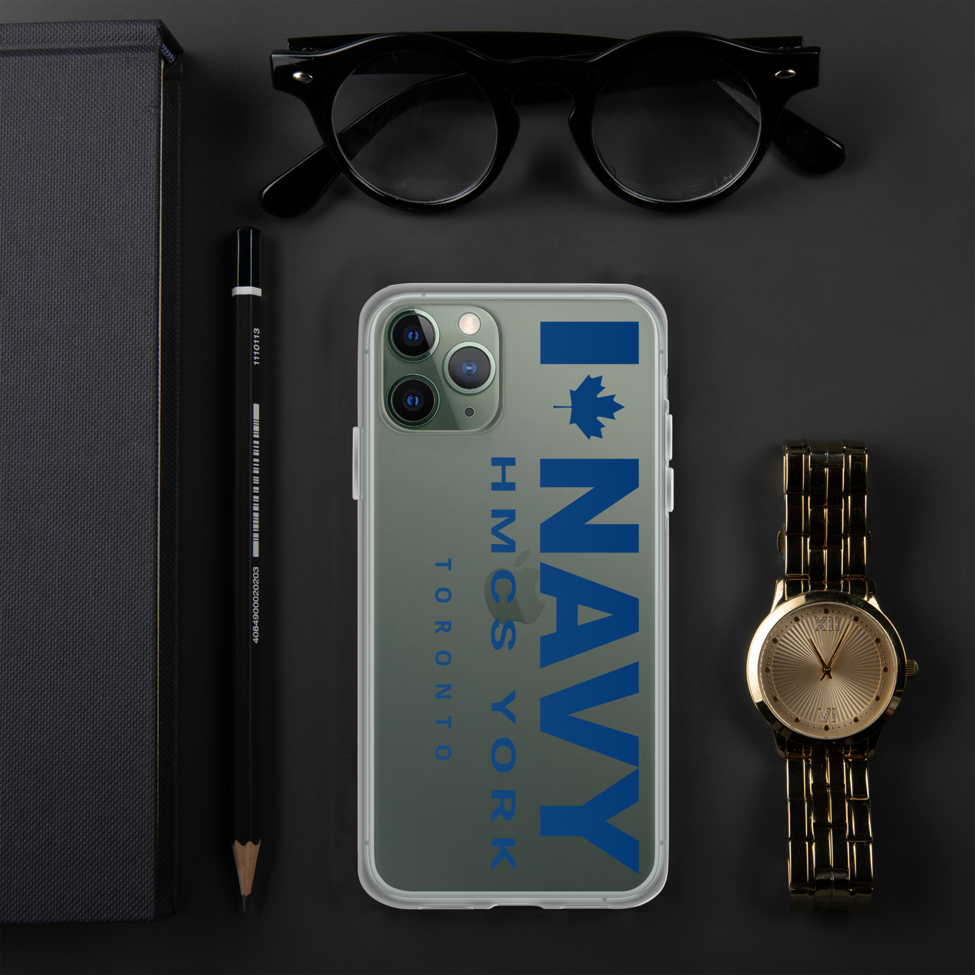 NAVY HMCS YORK Clear Case for iPhone® (Blue Text) - Image 5