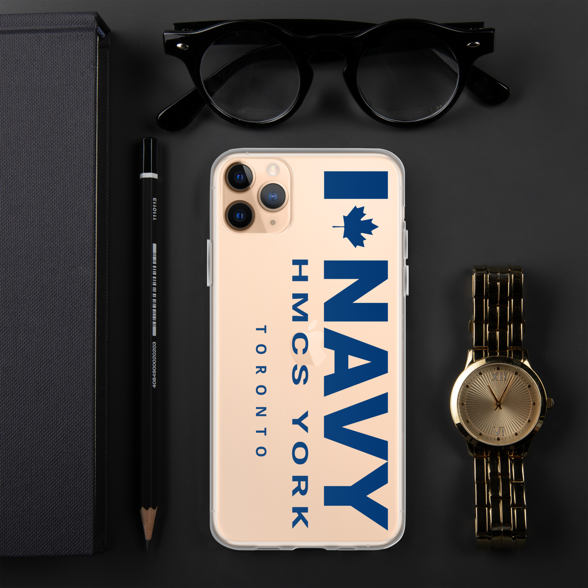 NAVY HMCS YORK Clear Case for iPhone® (Blue Text) - Image 2