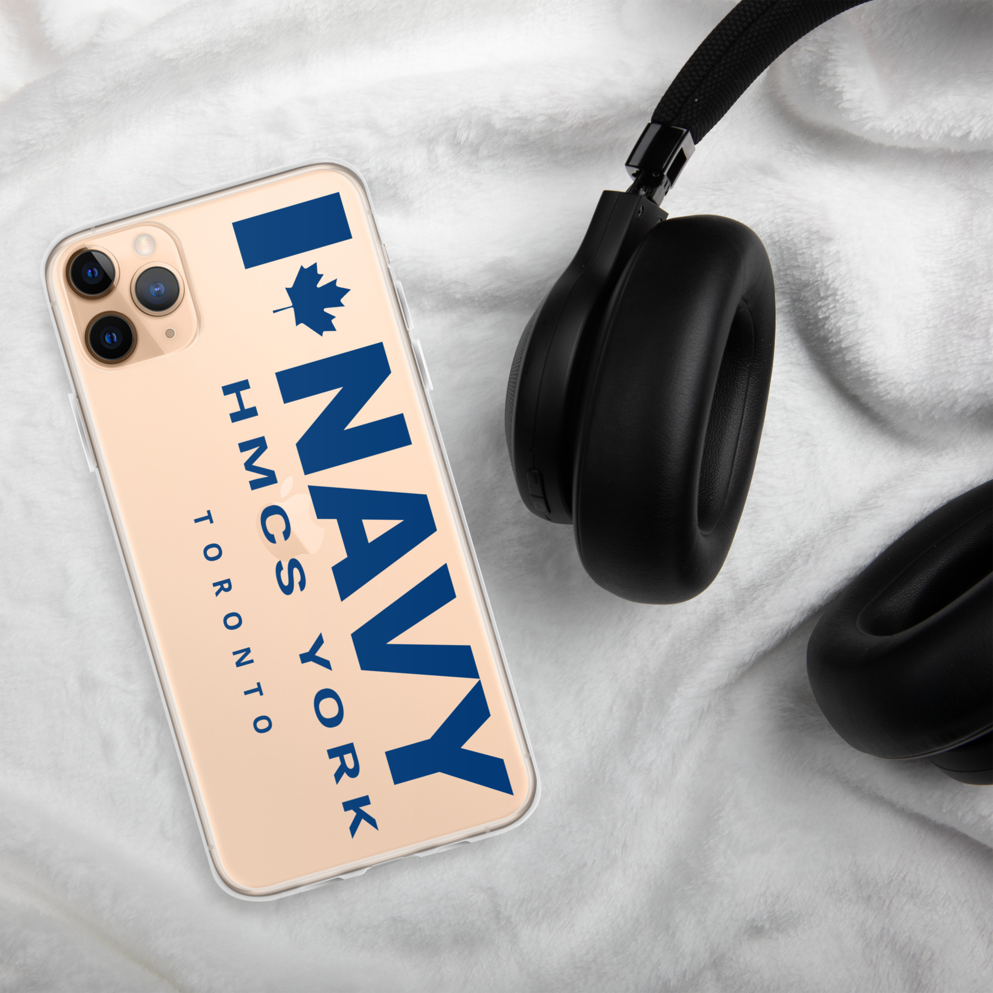 NAVY HMCS YORK Clear Case for iPhone® (Blue Text) - Image 3