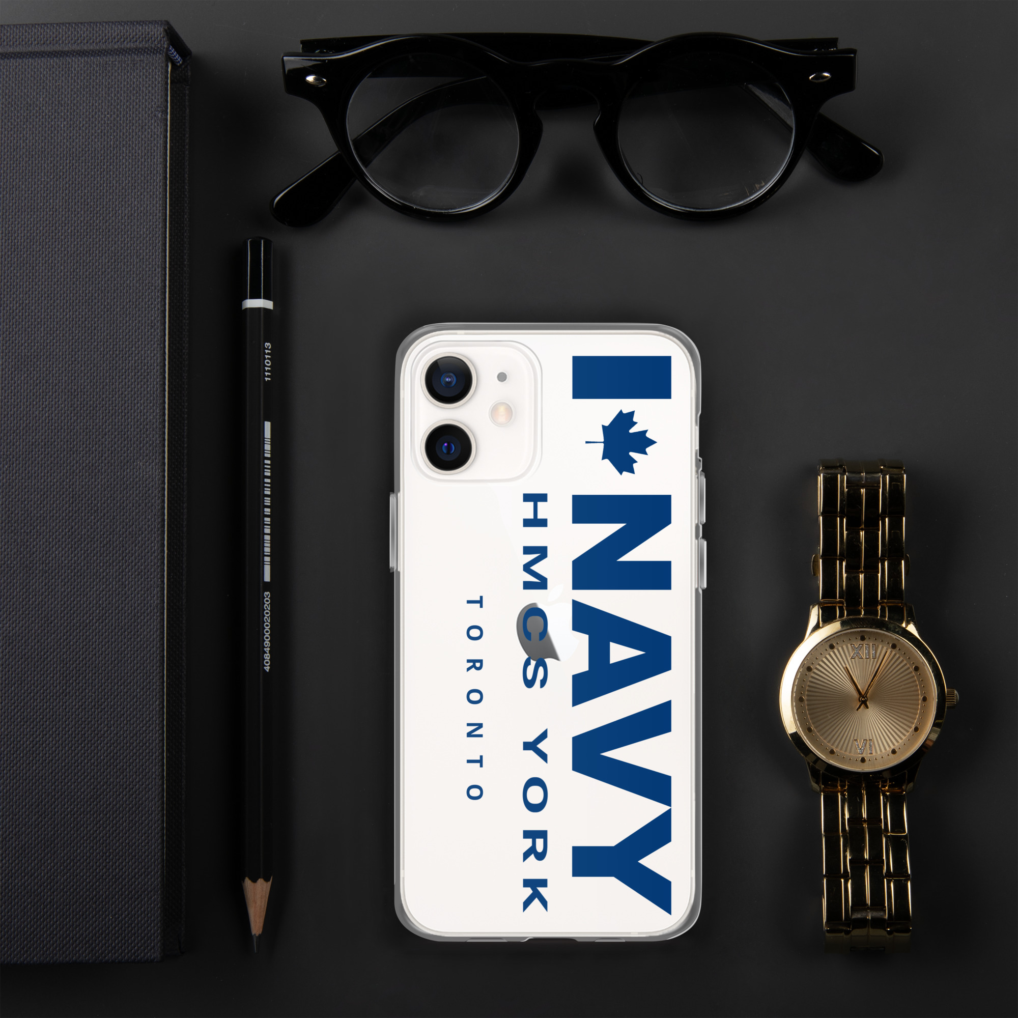 NAVY HMCS YORK Clear Case for iPhone® (Blue Text) - Image 20