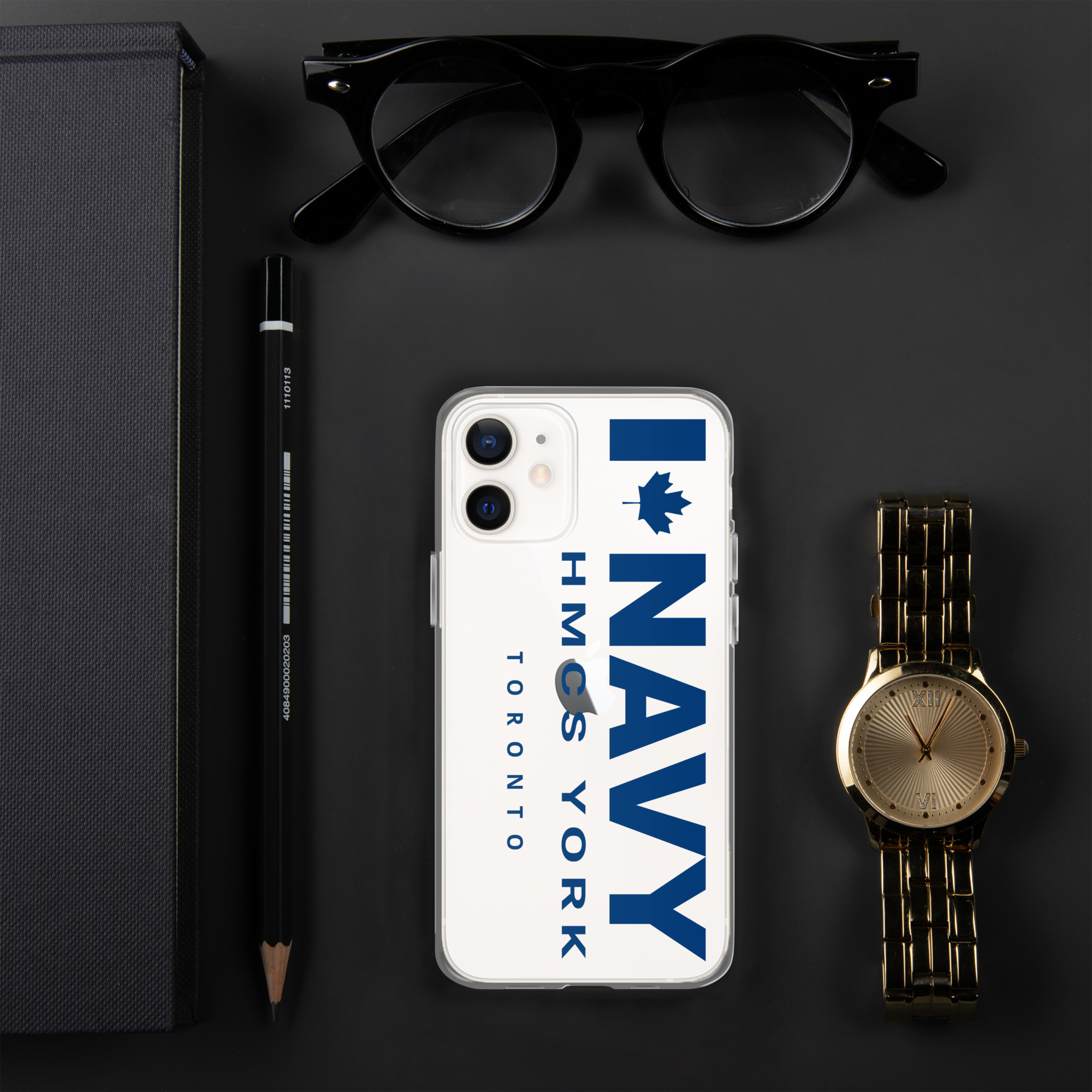 NAVY HMCS YORK Clear Case for iPhone® (Blue Text) - Image 11