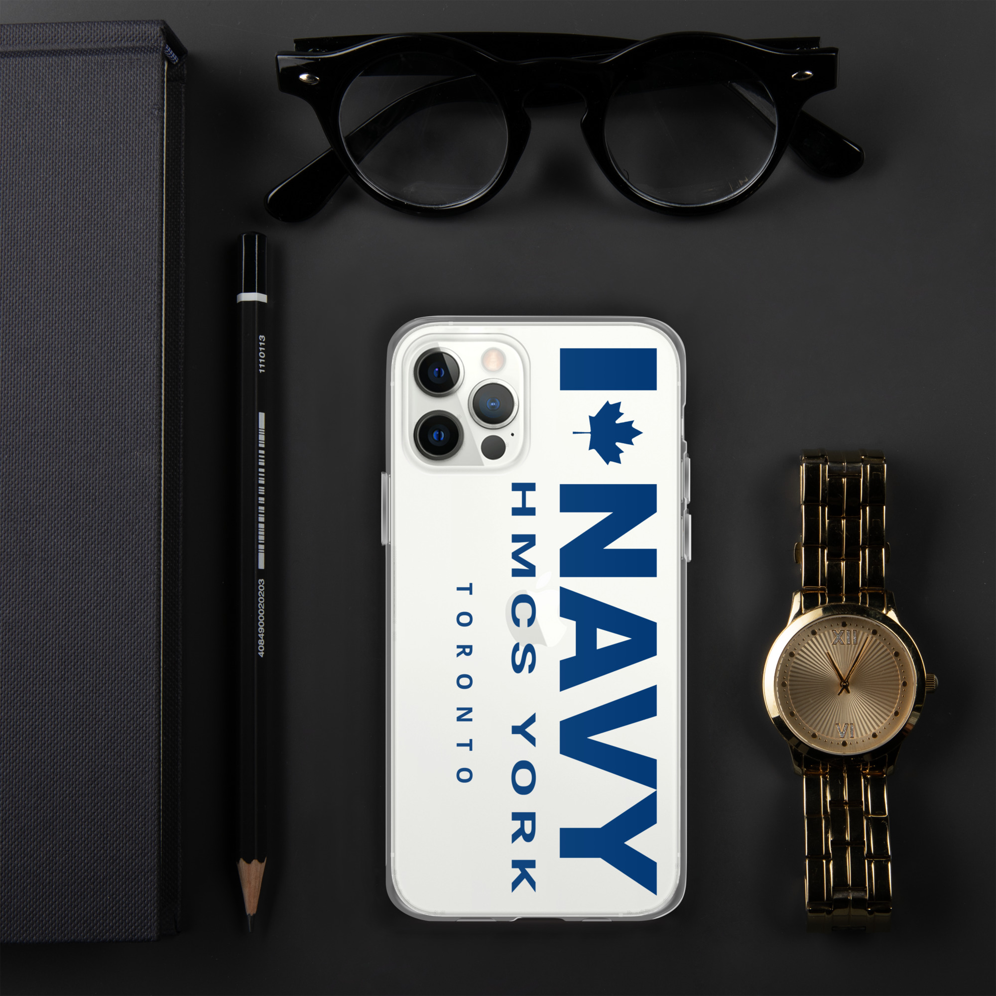 NAVY HMCS YORK Clear Case for iPhone® (Blue Text) - Image 17