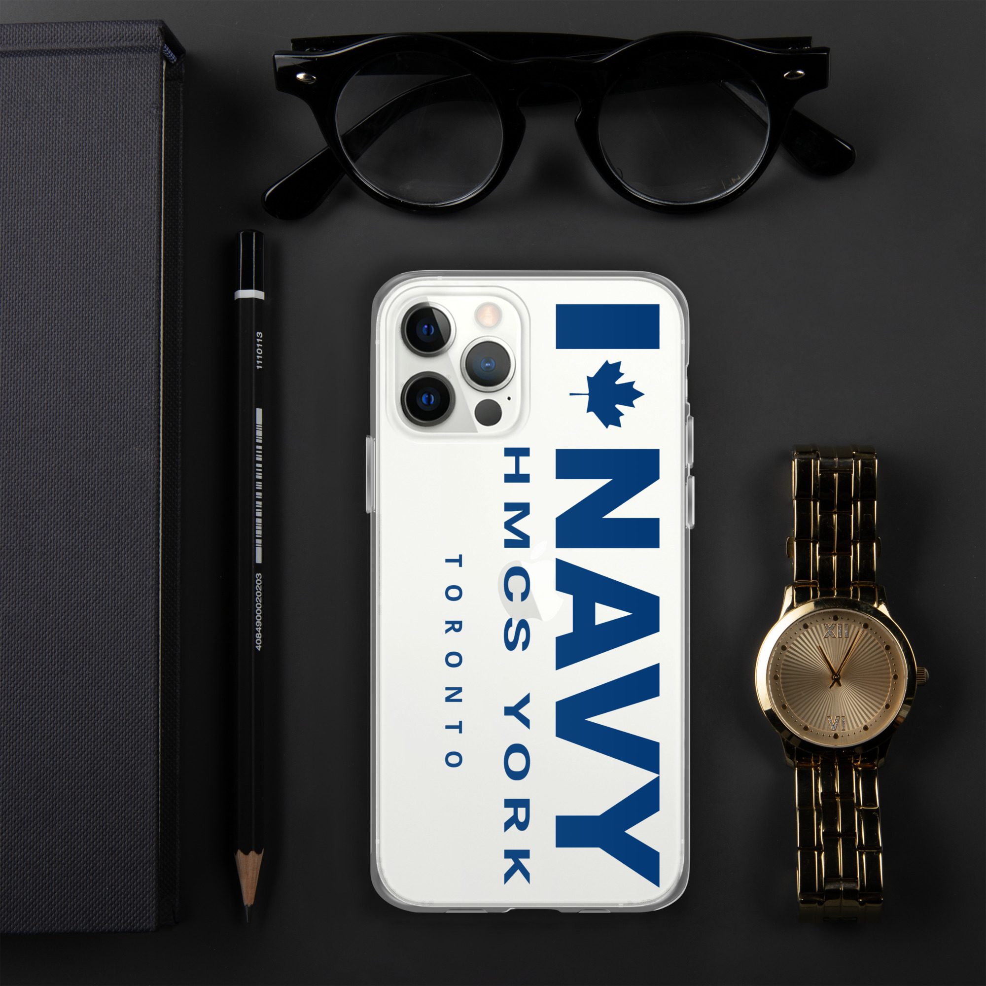 NAVY HMCS YORK Clear Case for iPhone® (Blue Text) - Image 14