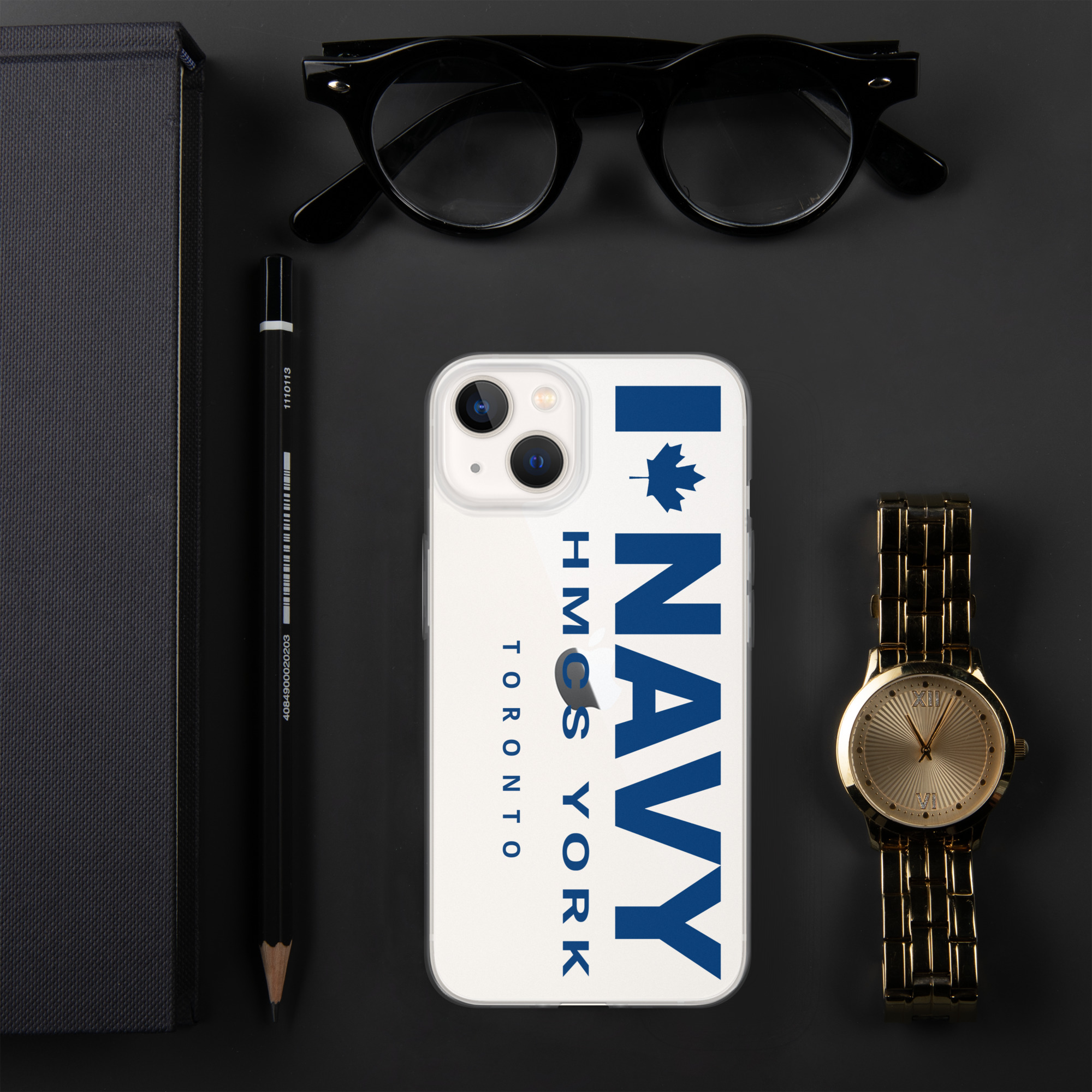 NAVY HMCS YORK Clear Case for iPhone® (Blue Text) - Image 32