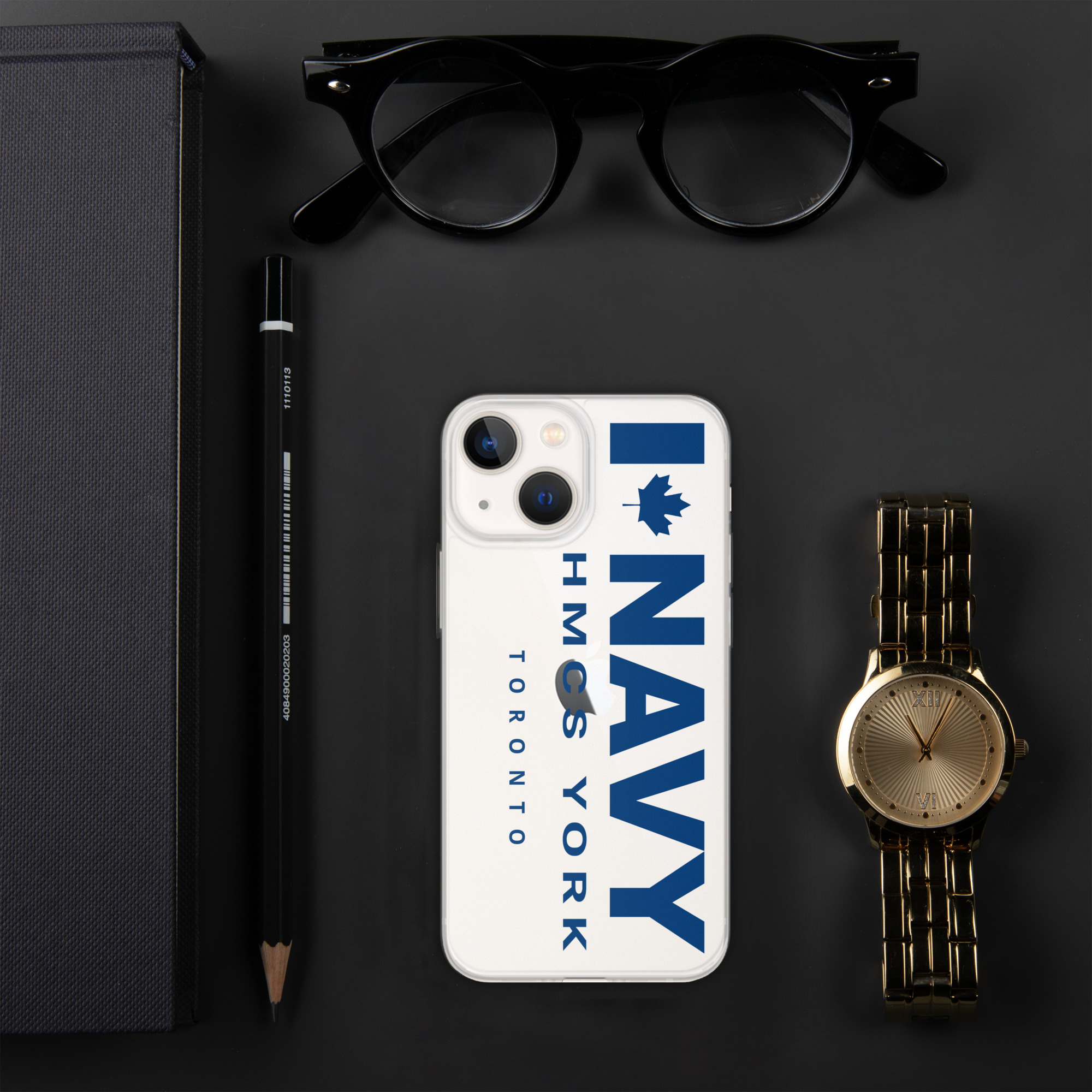NAVY HMCS YORK Clear Case for iPhone® (Blue Text) - Image 23