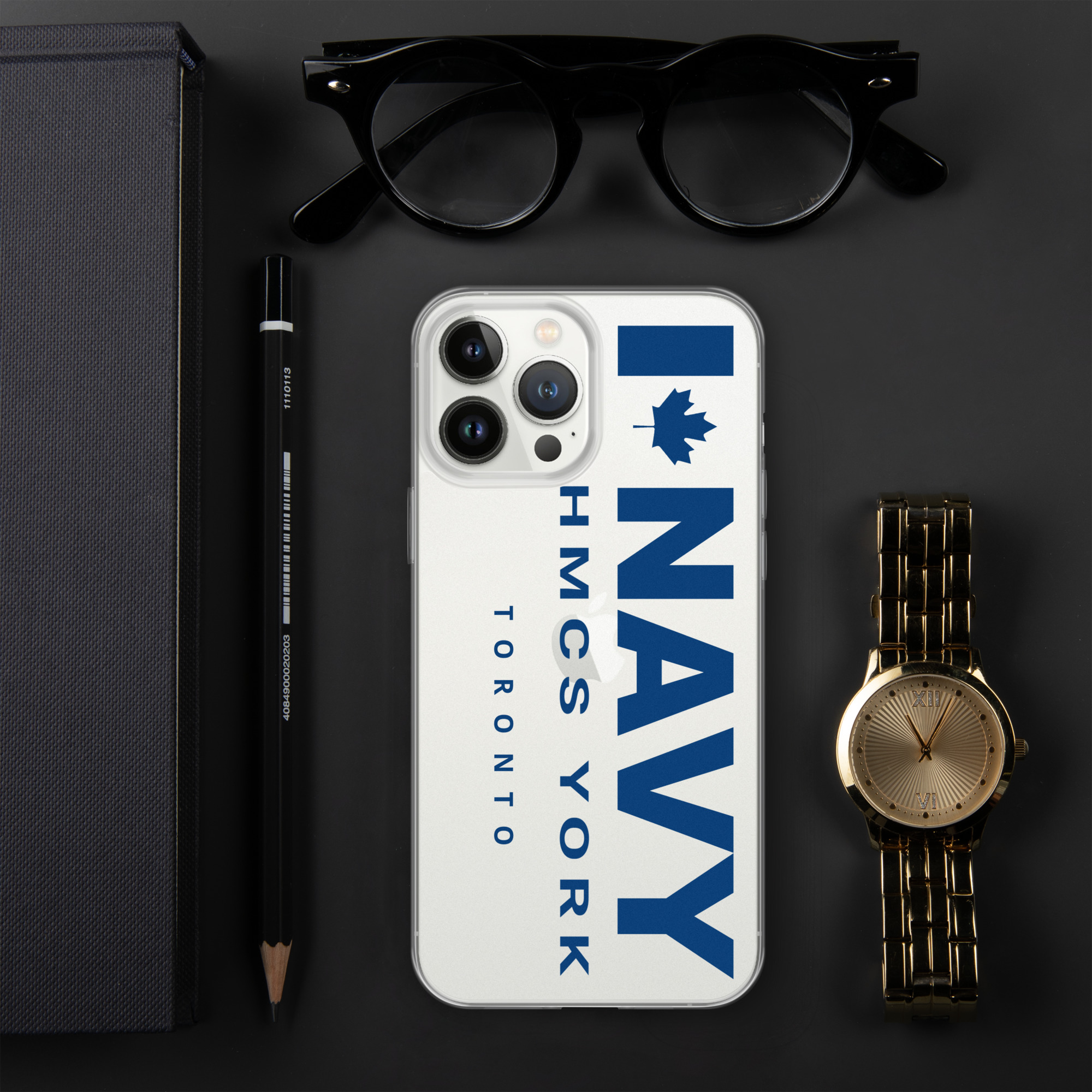 NAVY HMCS YORK Clear Case for iPhone® (Blue Text) - Image 26