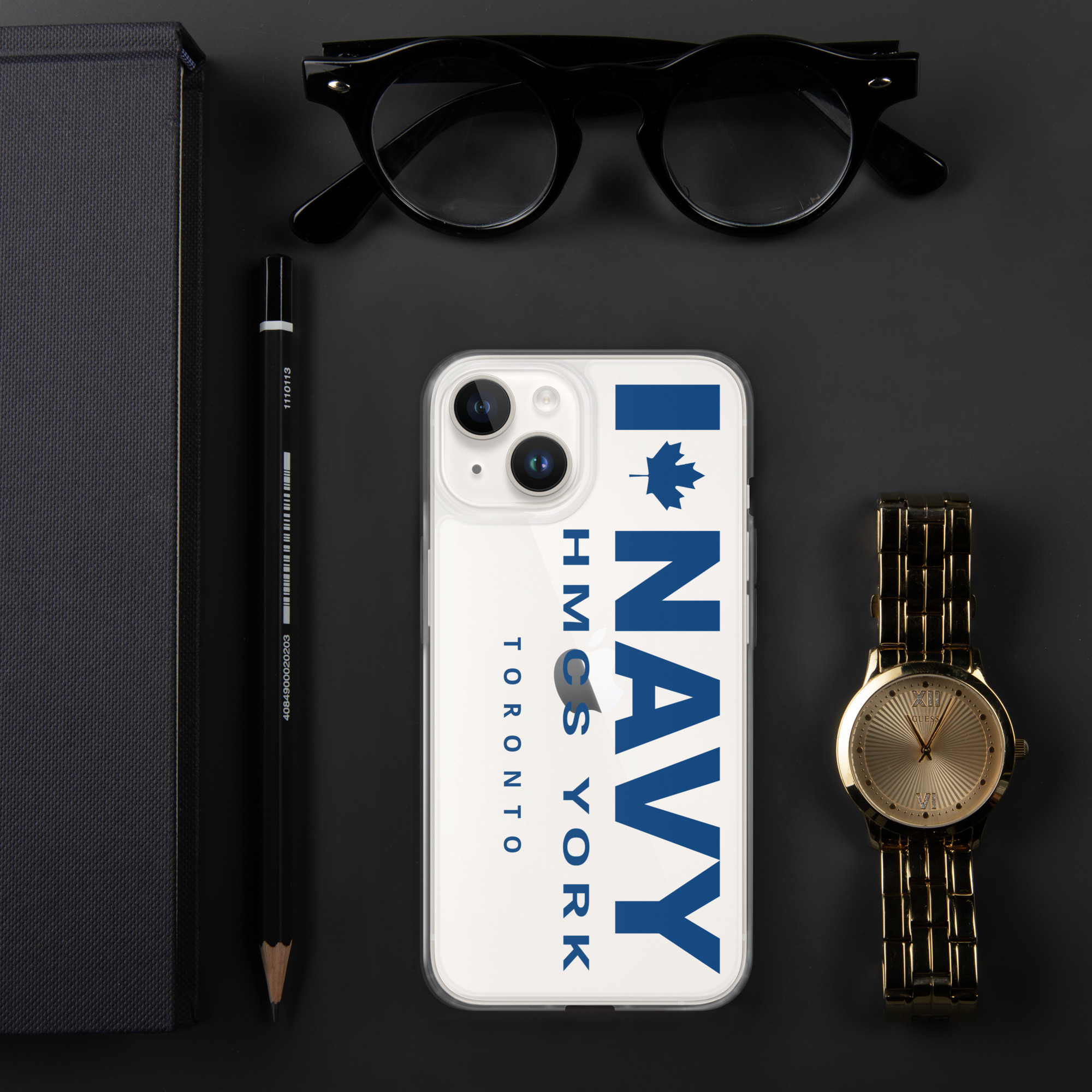 NAVY HMCS YORK Clear Case for iPhone® (Blue Text) - Image 44