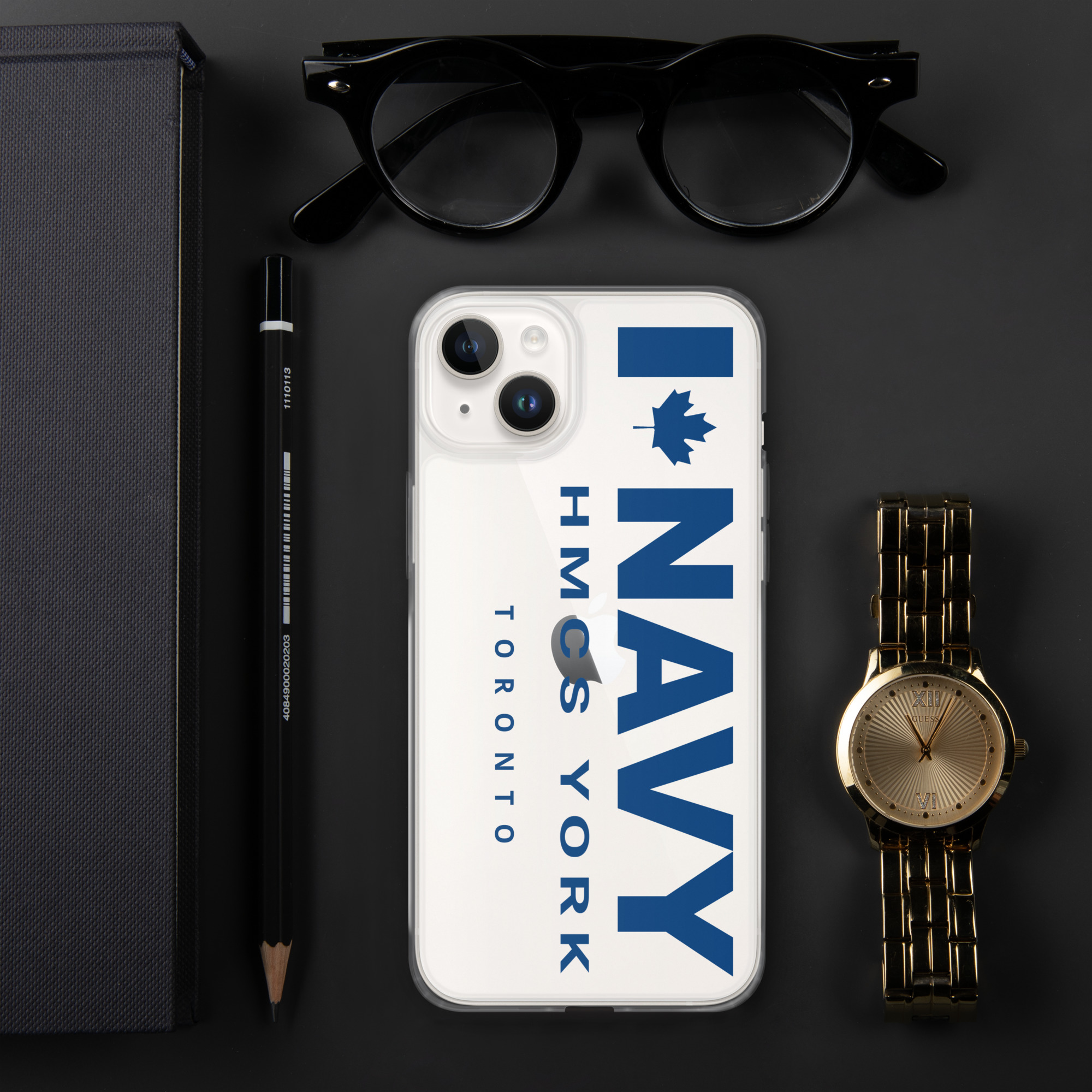 NAVY HMCS YORK Clear Case for iPhone® (Blue Text) - Image 35