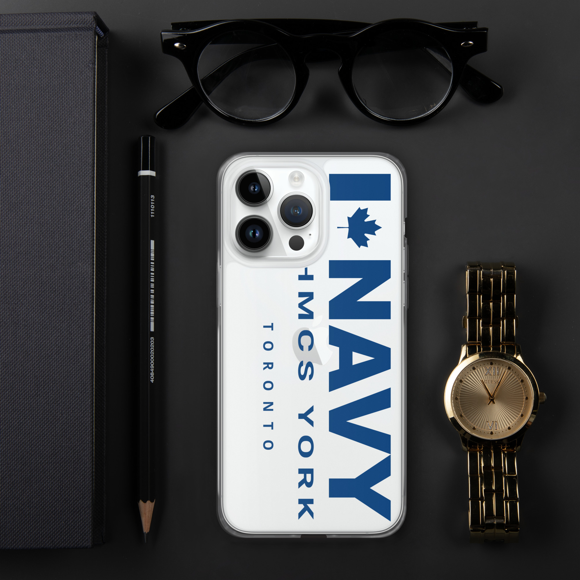 NAVY HMCS YORK Clear Case for iPhone® (Blue Text) - Image 38