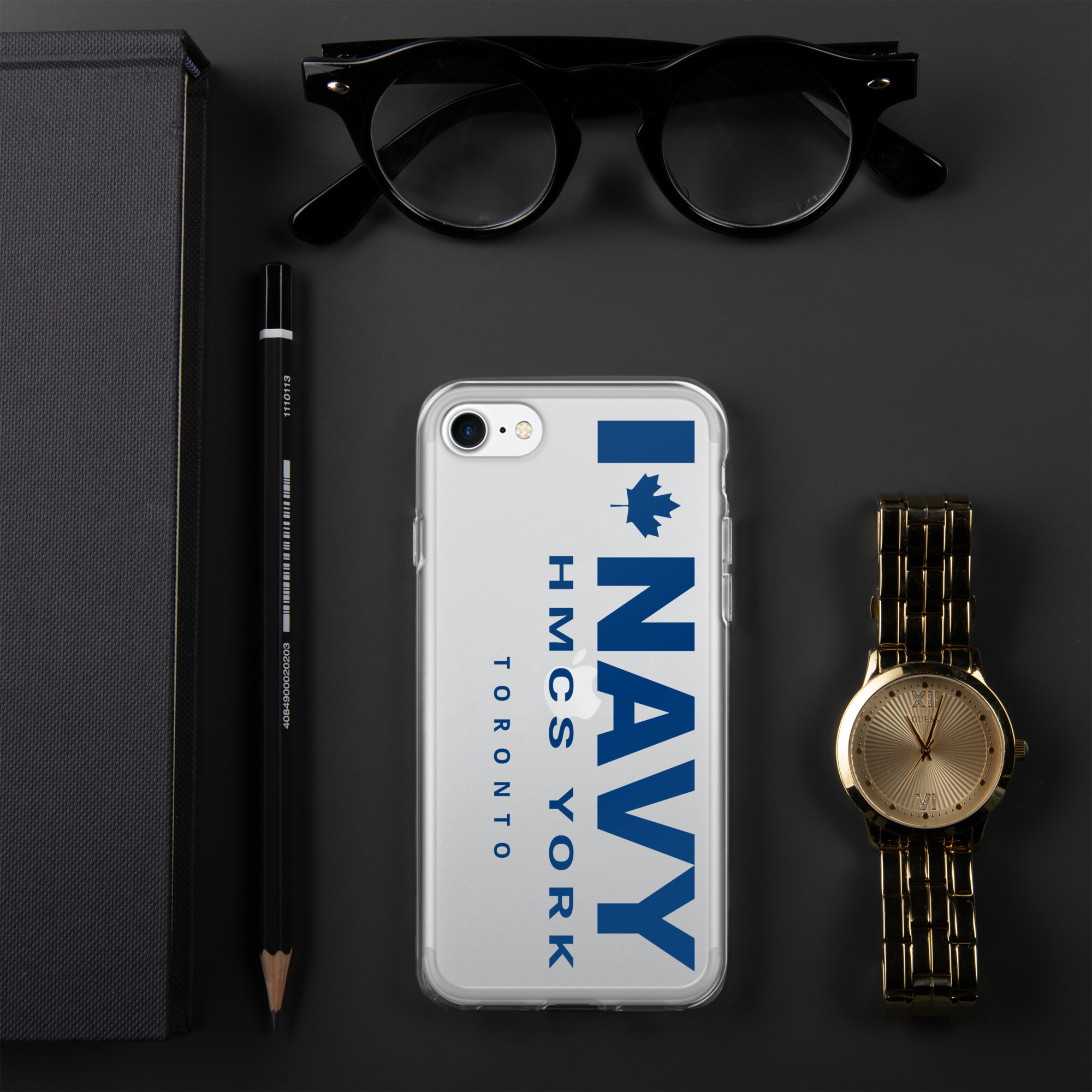 NAVY HMCS YORK Clear Case for iPhone® (Blue Text) - Image 58