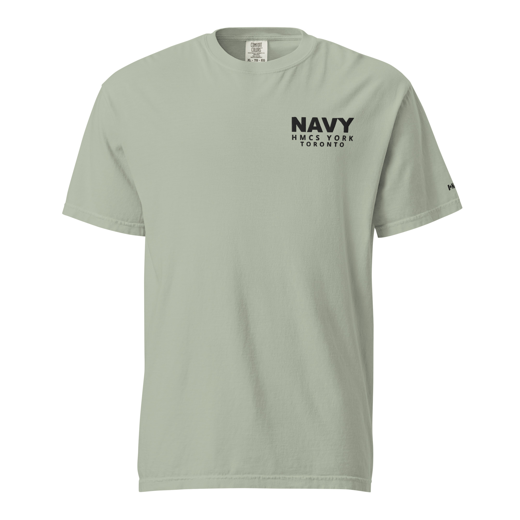 Embroidered HMCS YORK NAVY Unisex garment-dyed heavyweight t-shirt (Black Thread)
