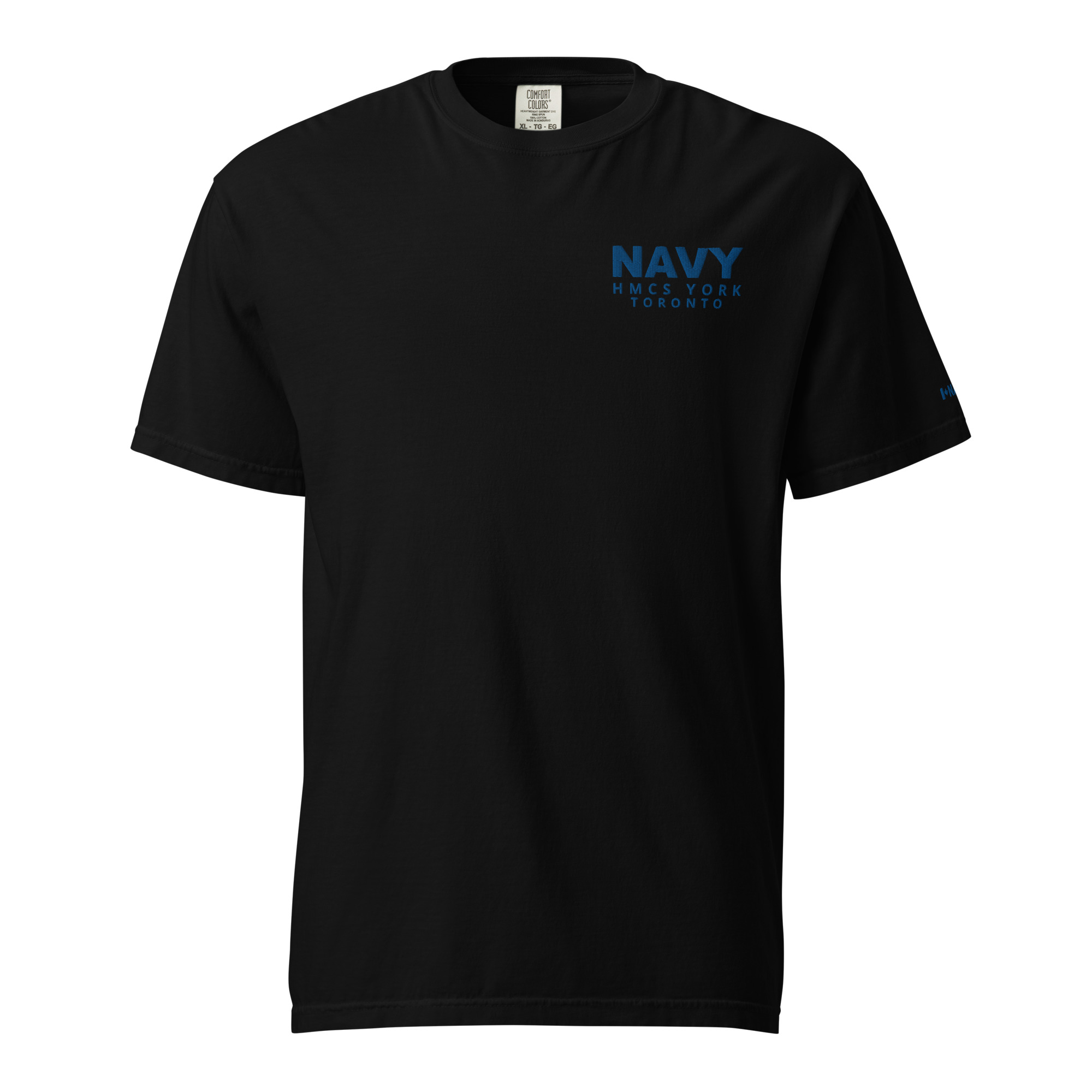 Embroidered HMCS YORK NAVY Unisex garment-dyed heavyweight t-shirt (Blue Thread) - Image 2