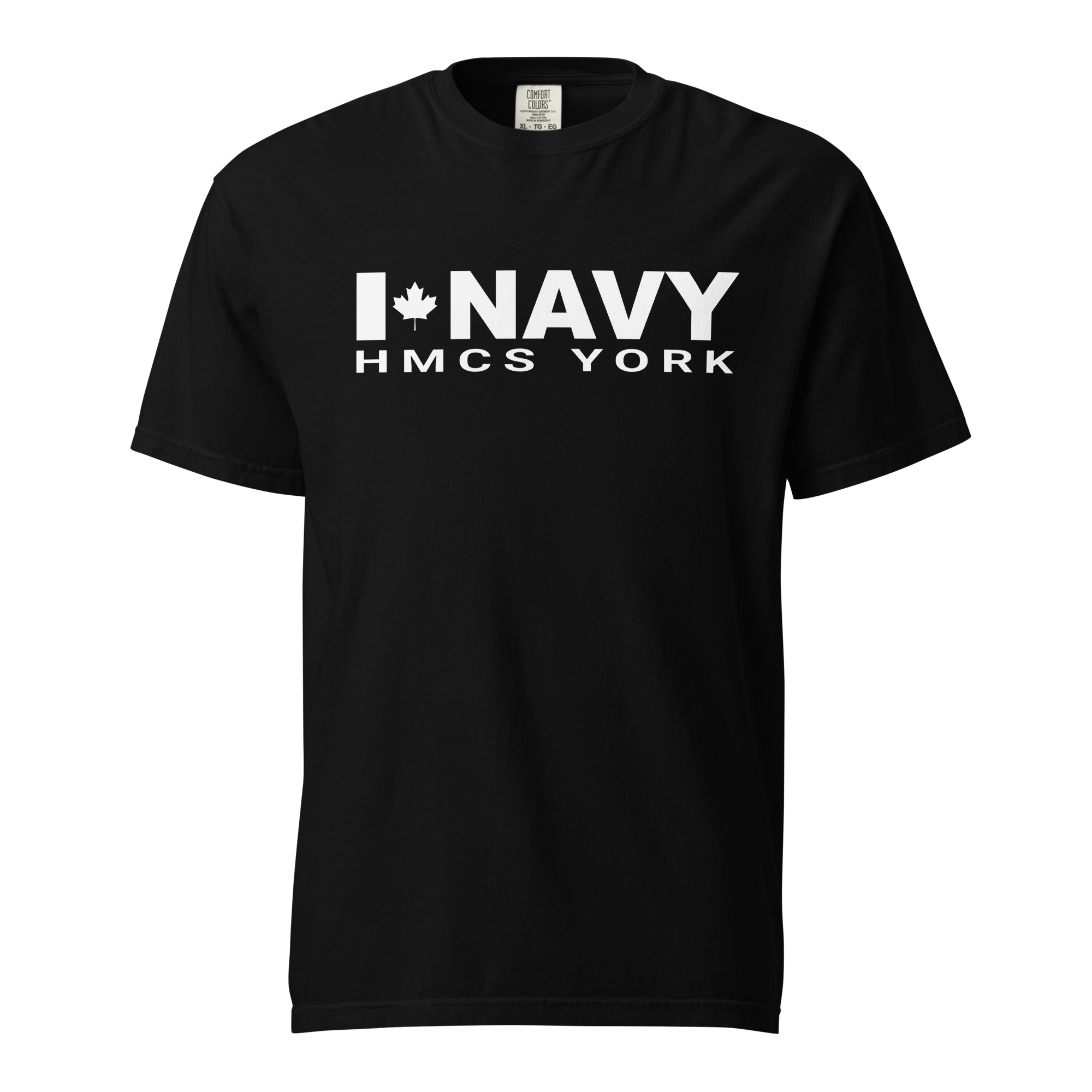 CDN NAVY HMCS YORK Unisex garment-dyed heavyweight t-shirt (White Text) - Image 2