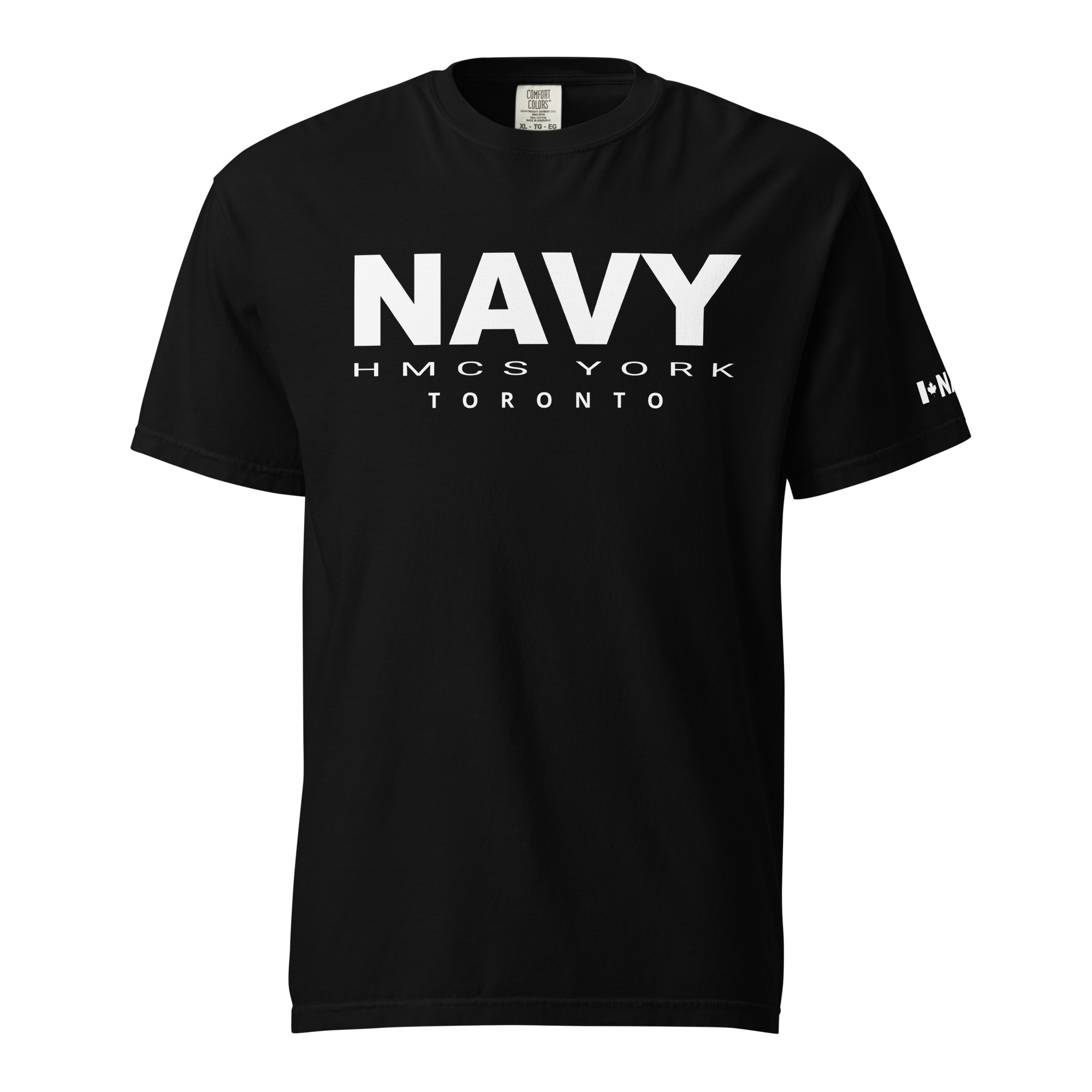 NAVY HMCS YORK Unisex garment-dyed heavyweight t-shirt (White Text) - Image 2