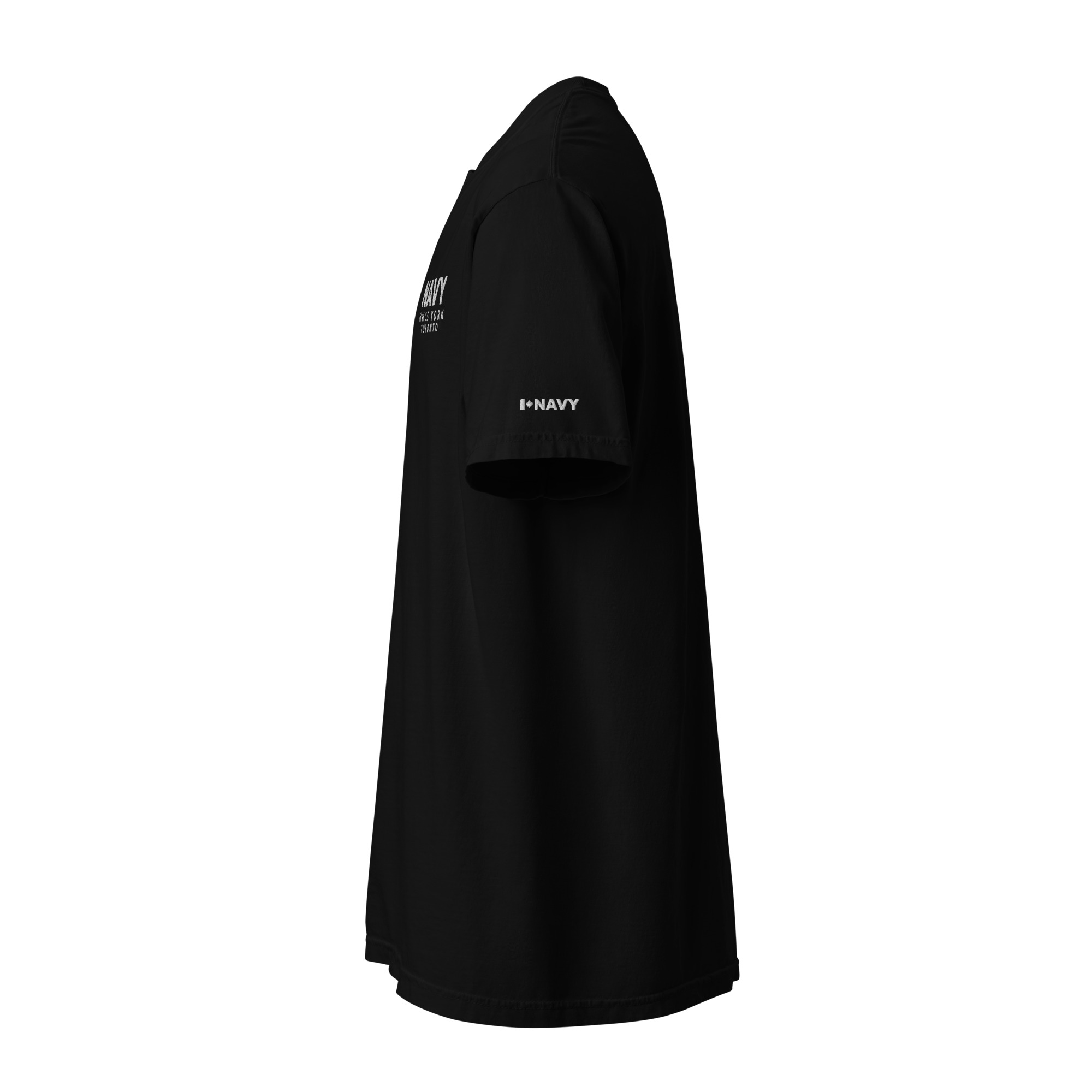 Embroidered HMCS YORK NAVY Unisex garment-dyed heavyweight t-shirt (White Thread) - Image 3