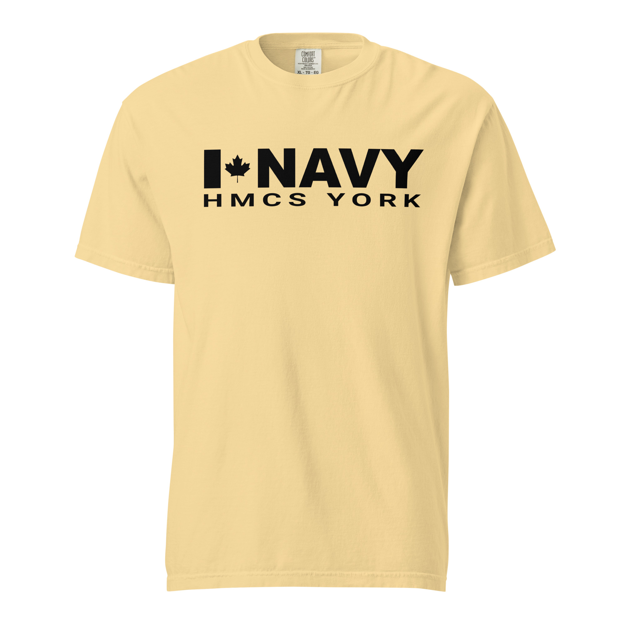 CDN NAVY HMCS YORK Unisex garment-dyed heavyweight t-shirt (Black Text) - Image 9