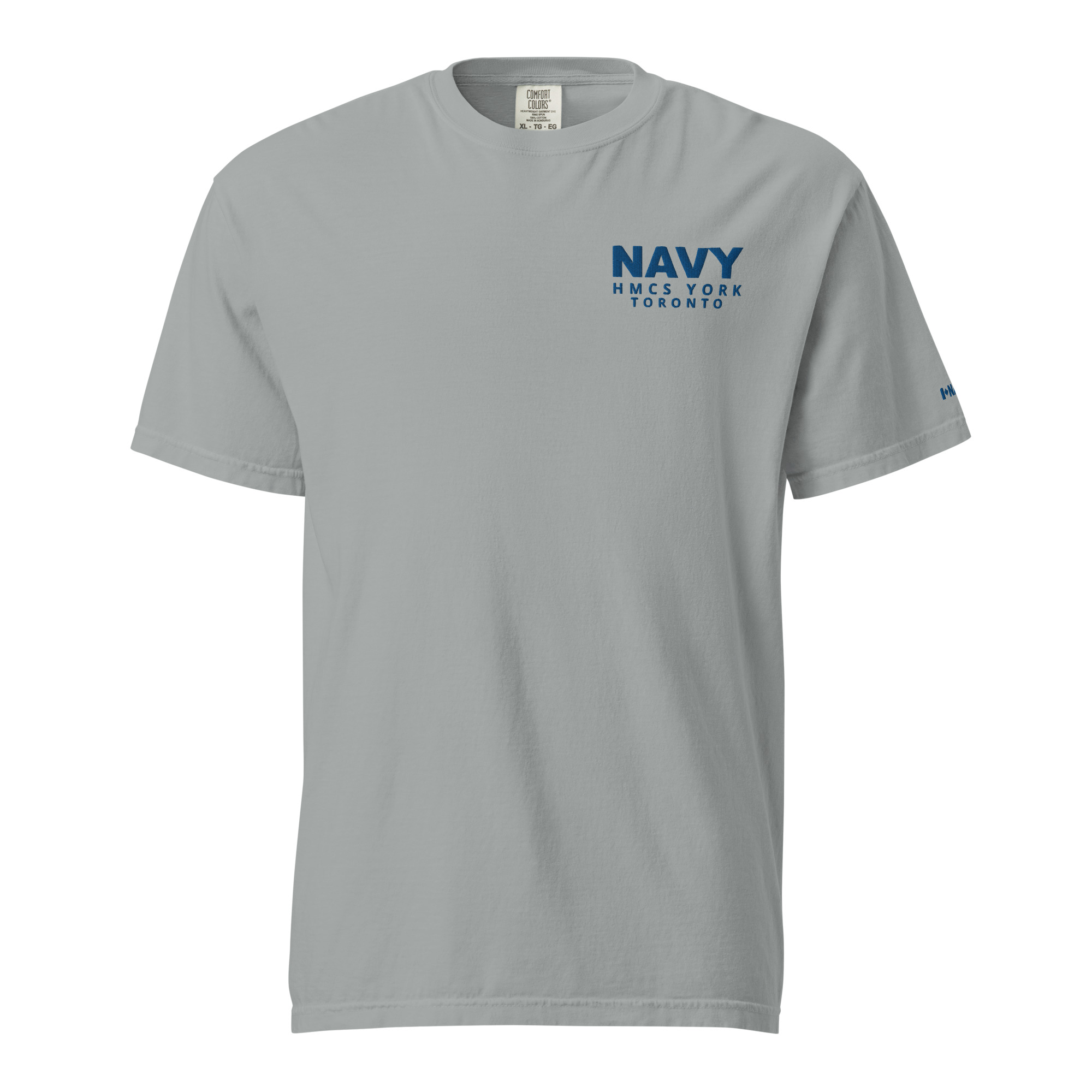 Embroidered HMCS YORK NAVY Unisex garment-dyed heavyweight t-shirt (Blue Thread) - Image 12