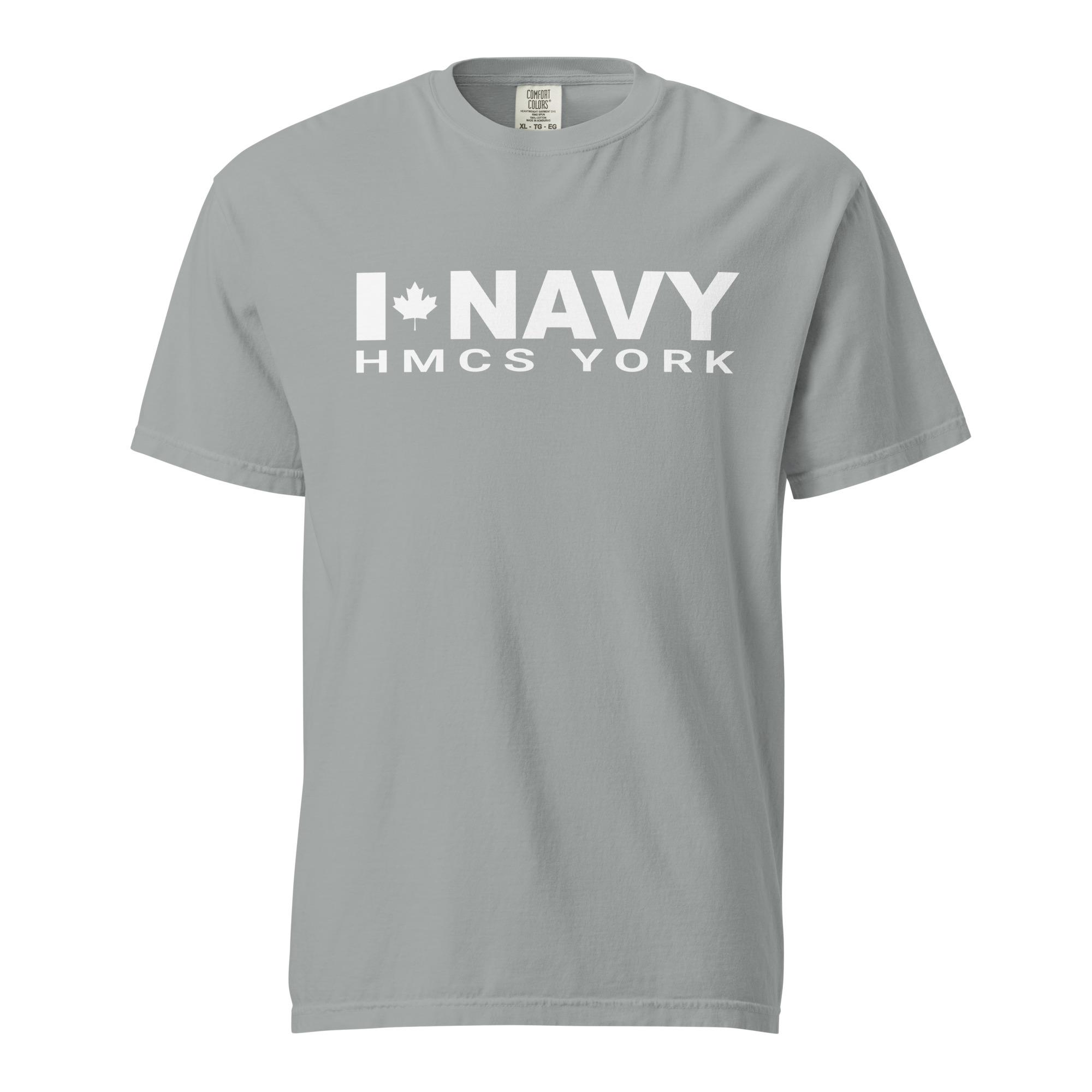 CDN NAVY HMCS YORK Unisex garment-dyed heavyweight t-shirt (White Text) - Image 7