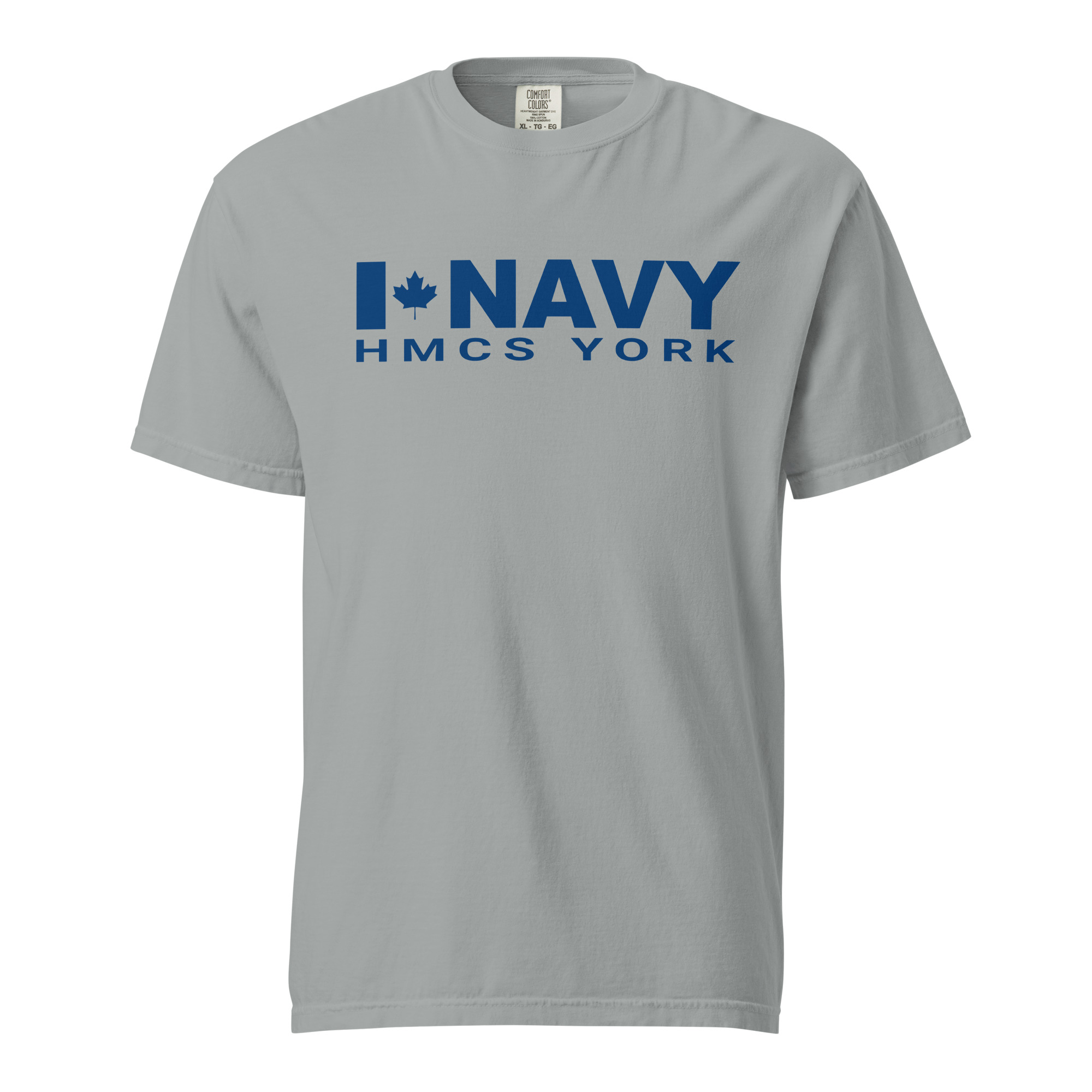 CDN NAVY HMCS YORK Unisex garment-dyed heavyweight t-shirt (Blue Text) - Image 5
