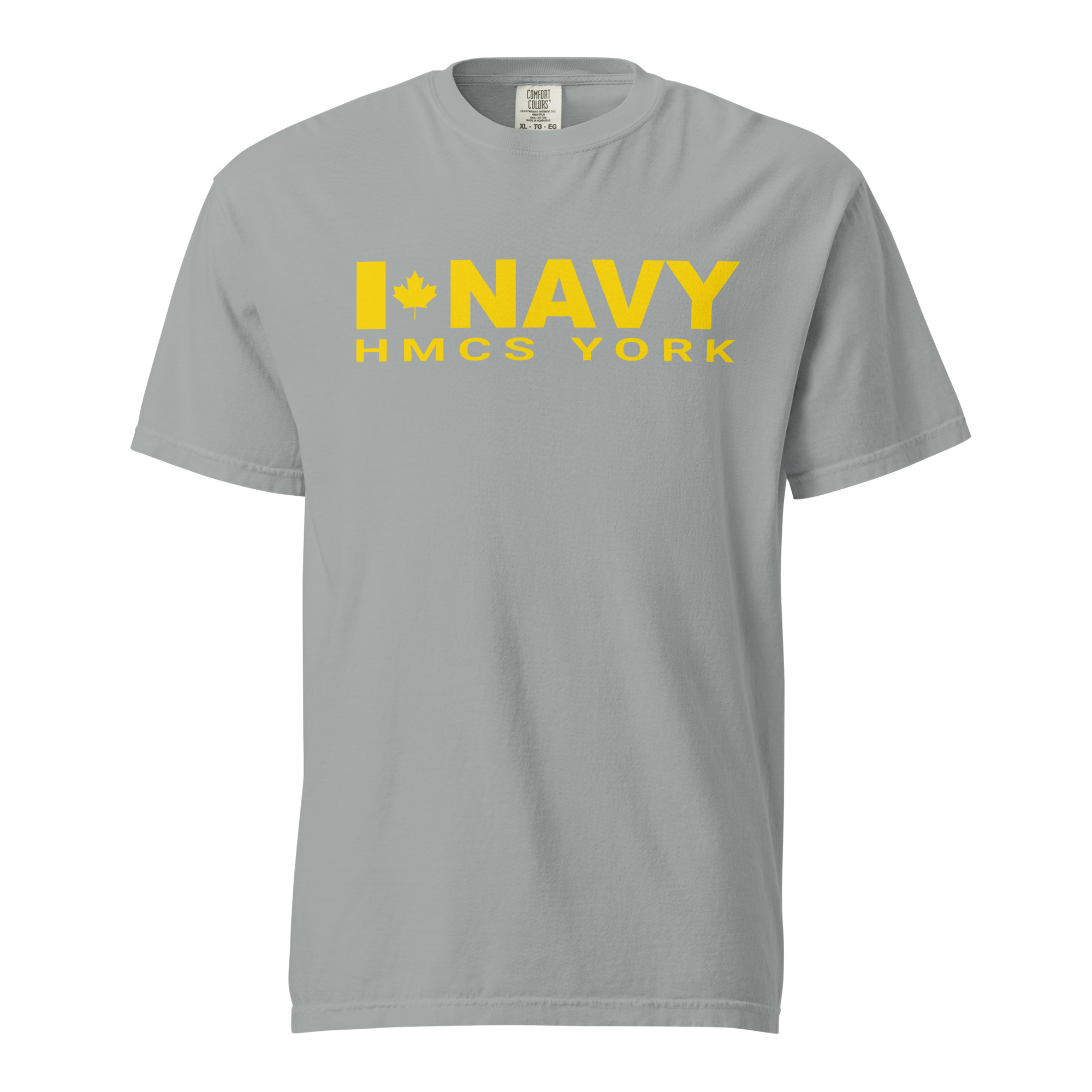 CDN NAVY HMCS YORK Unisex garment-dyed heavyweight t-shirt (Yellow Text) - Image 7