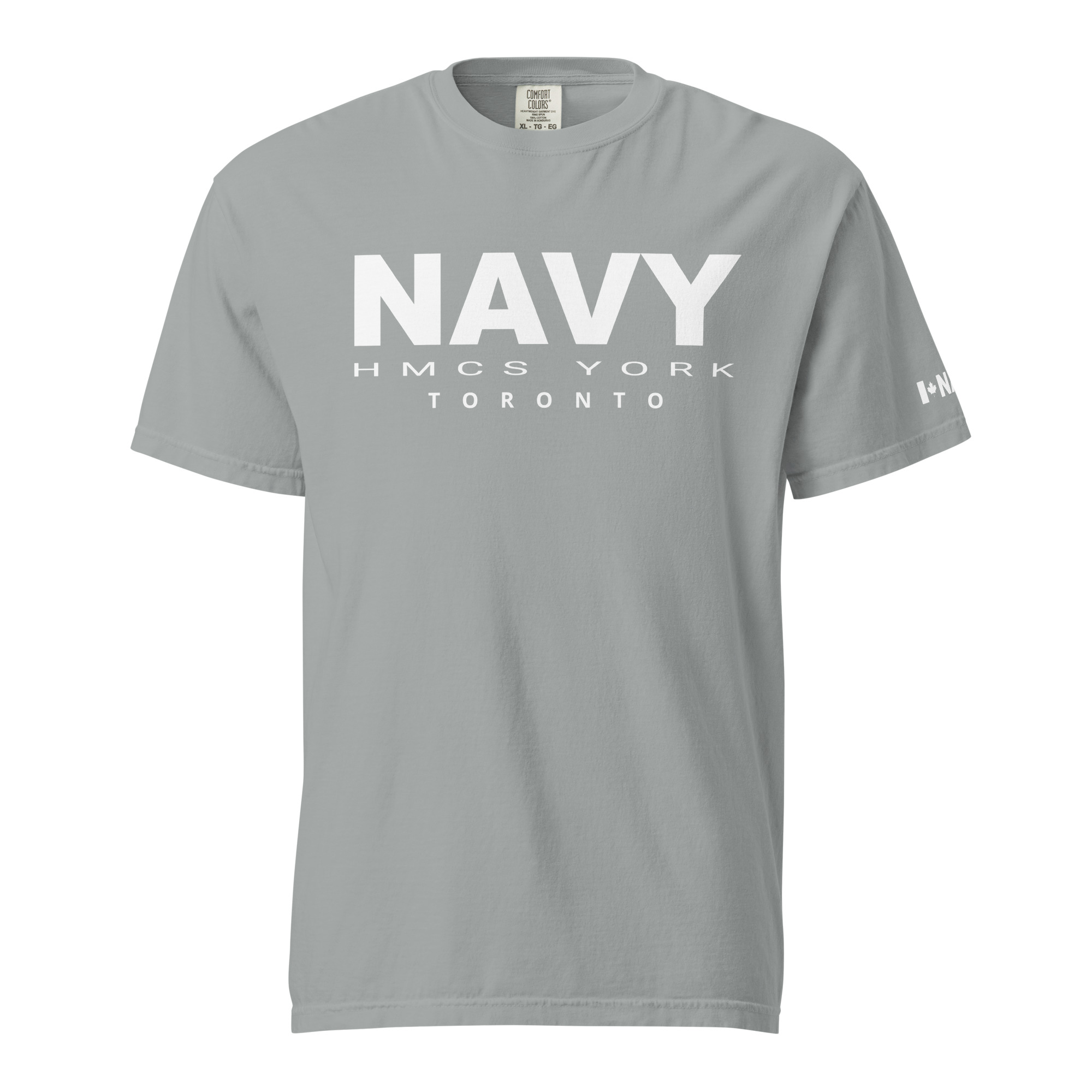 NAVY HMCS YORK Unisex garment-dyed heavyweight t-shirt (White Text) - Image 17