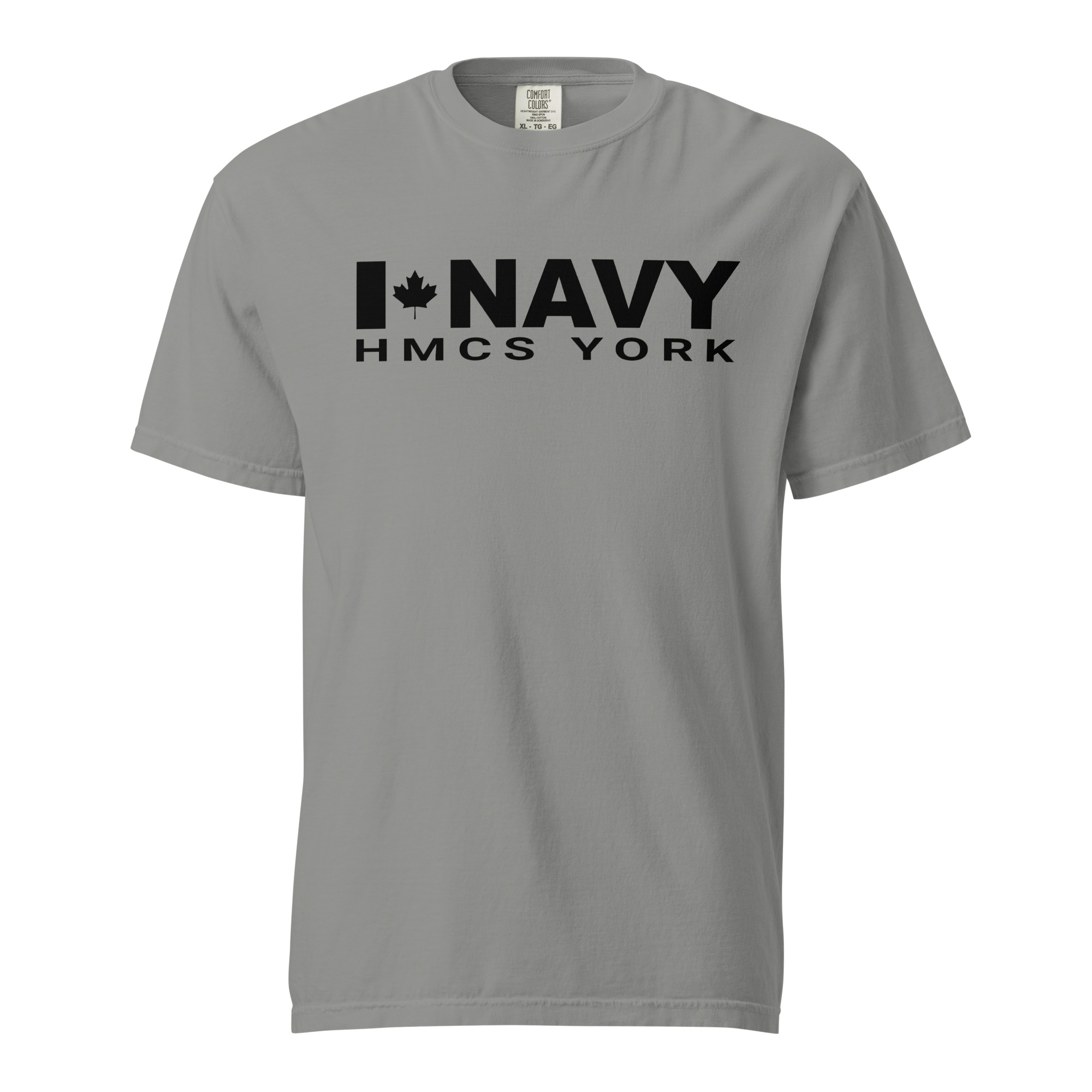 CDN NAVY HMCS YORK Unisex garment-dyed heavyweight t-shirt (Black Text) - Image 6