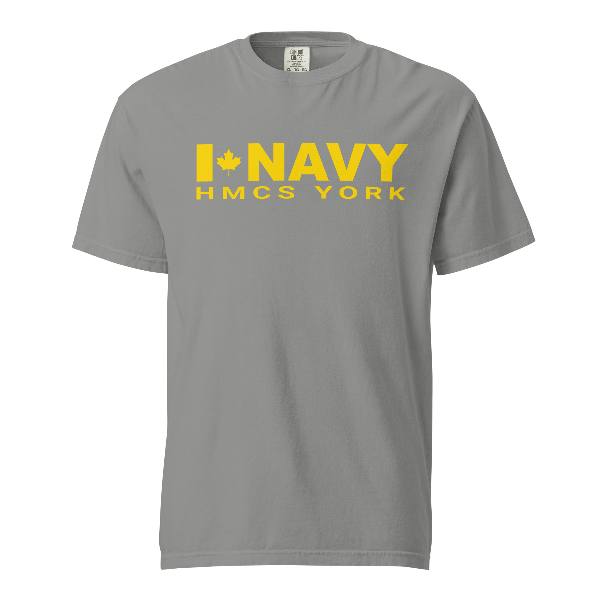 CDN NAVY HMCS YORK Unisex garment-dyed heavyweight t-shirt (Yellow Text) - Image 6