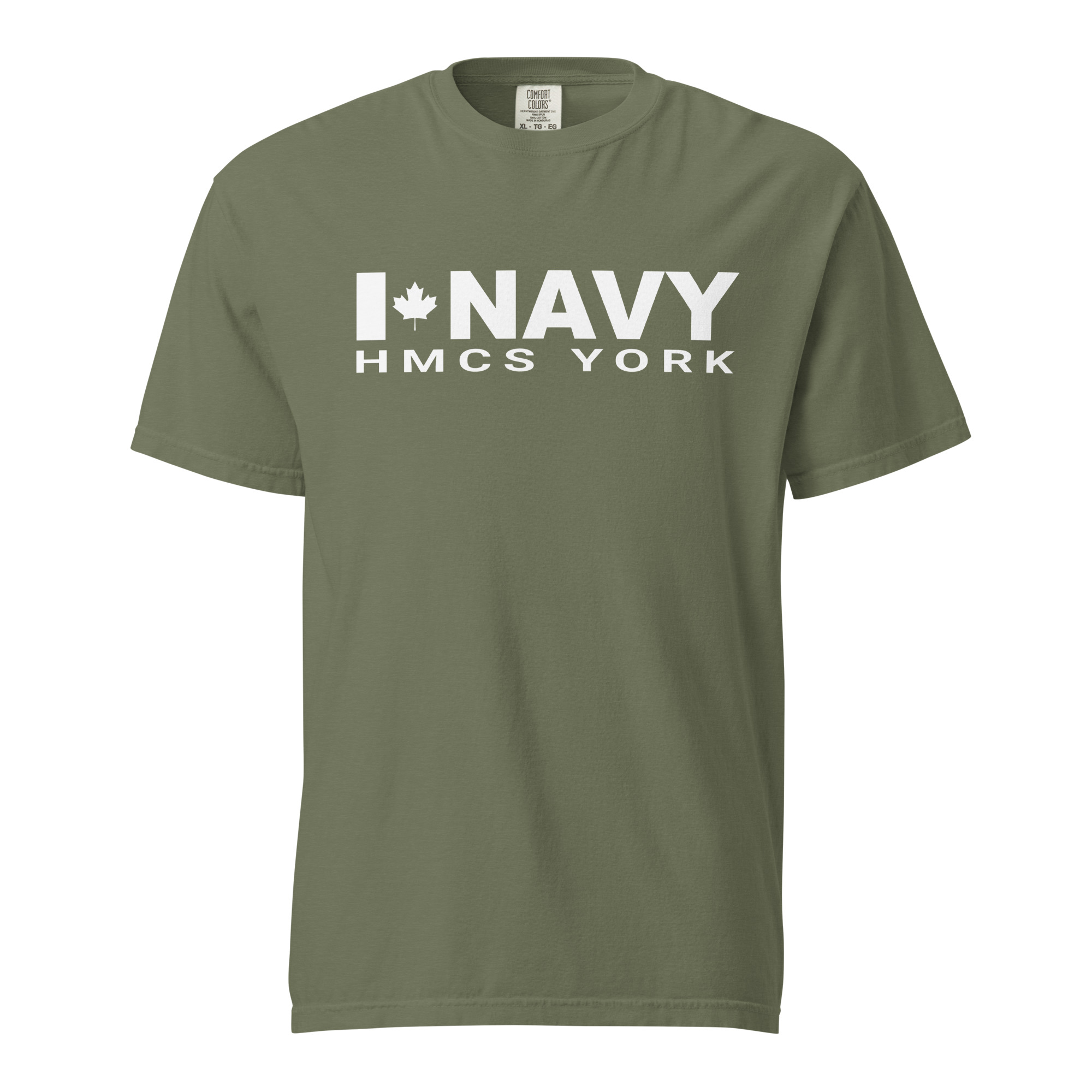 CDN NAVY HMCS YORK Unisex garment-dyed heavyweight t-shirt (White Text) - Image 5
