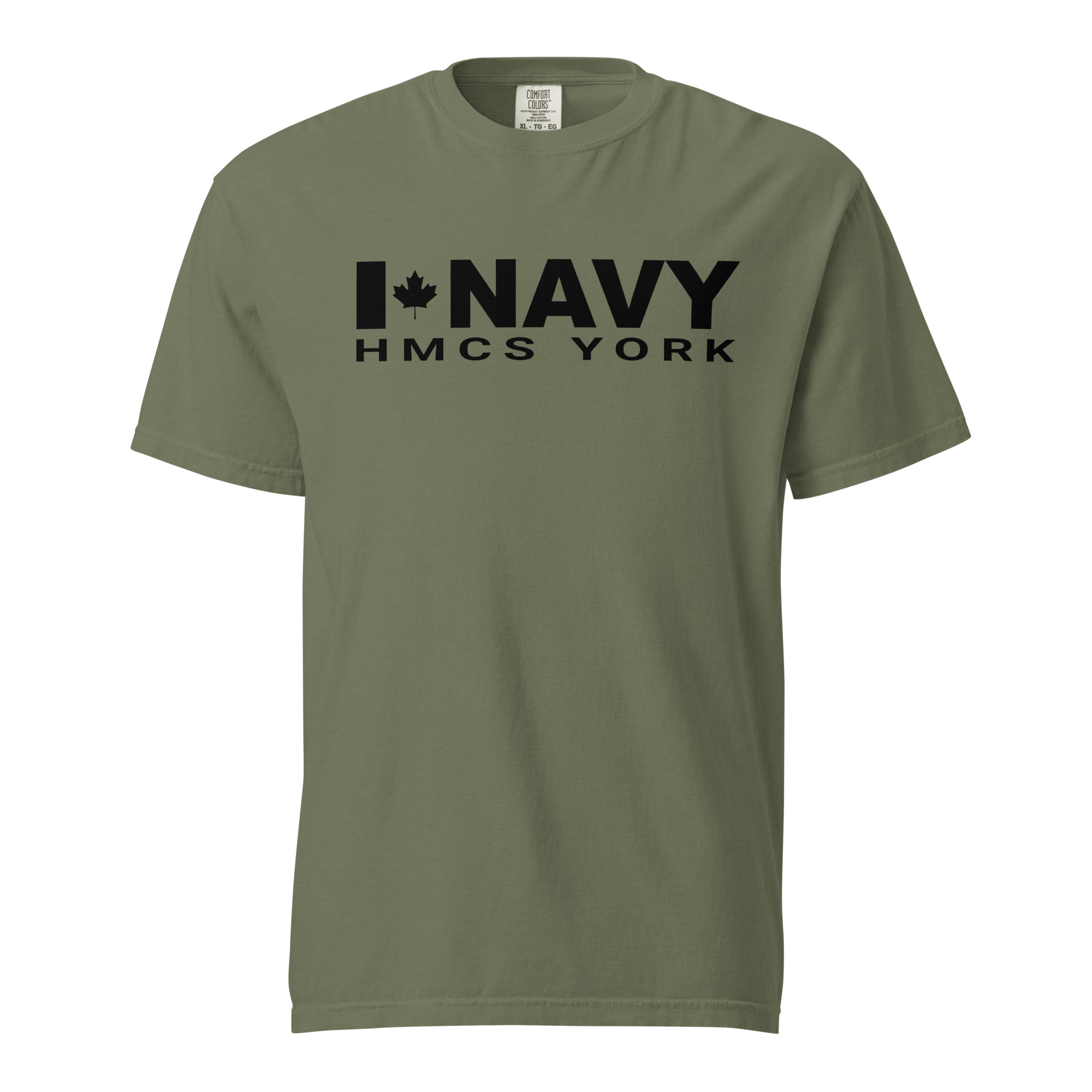 CDN NAVY HMCS YORK Unisex garment-dyed heavyweight t-shirt (Black Text) - Image 5