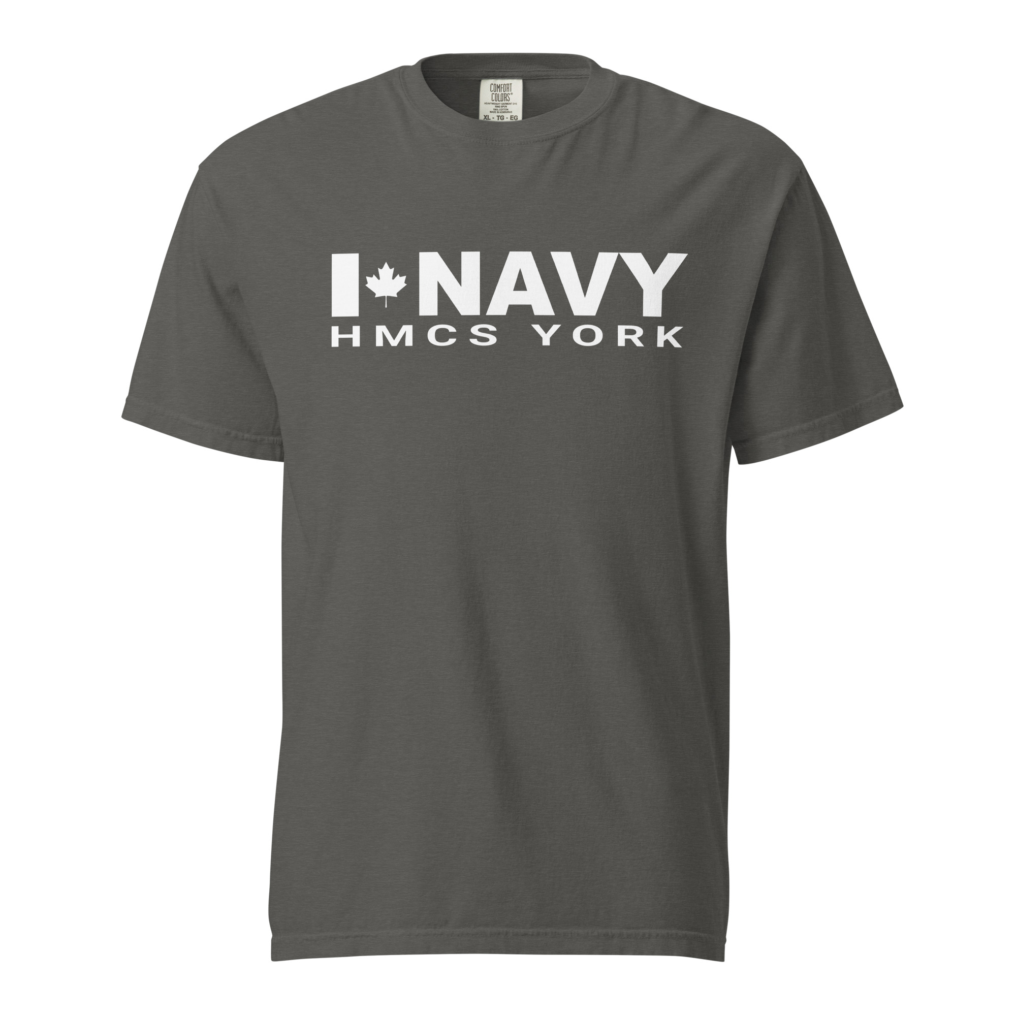 CDN NAVY HMCS YORK Unisex garment-dyed heavyweight t-shirt (White Text)