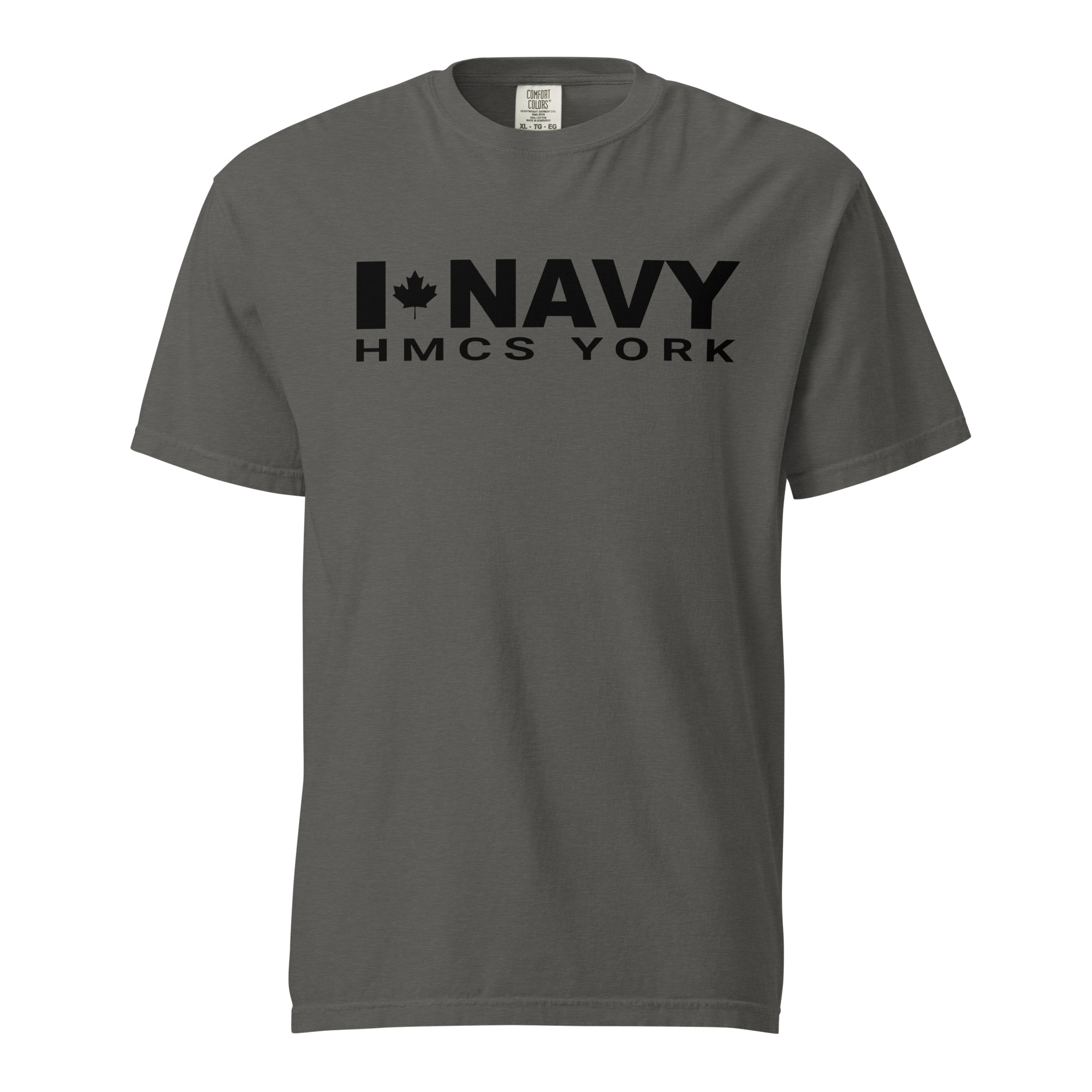 CDN NAVY HMCS YORK Unisex garment-dyed heavyweight t-shirt (Black Text) - Image 4