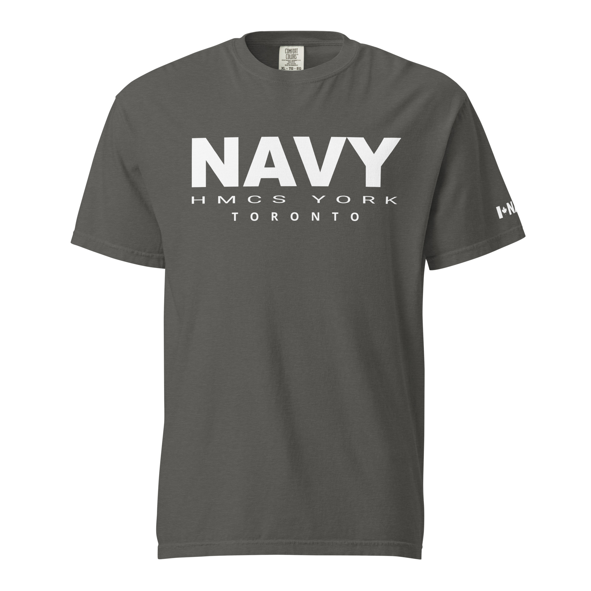 NAVY HMCS YORK Unisex garment-dyed heavyweight t-shirt (White Text) - Image 8