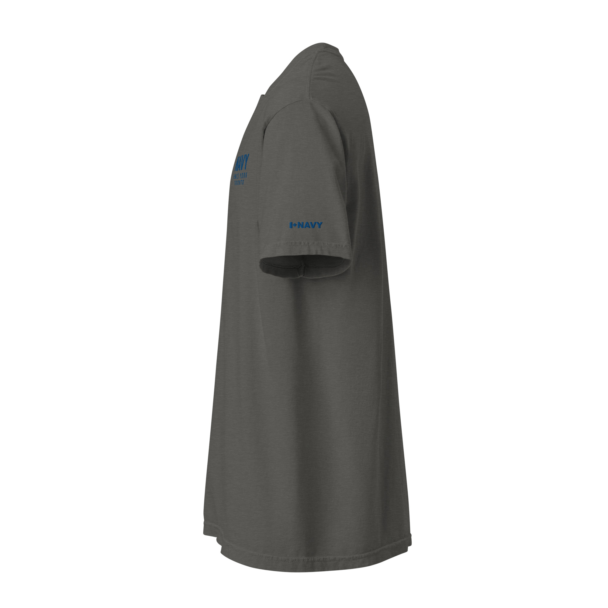 Embroidered HMCS YORK NAVY Unisex garment-dyed heavyweight t-shirt (Blue Thread) - Image 9