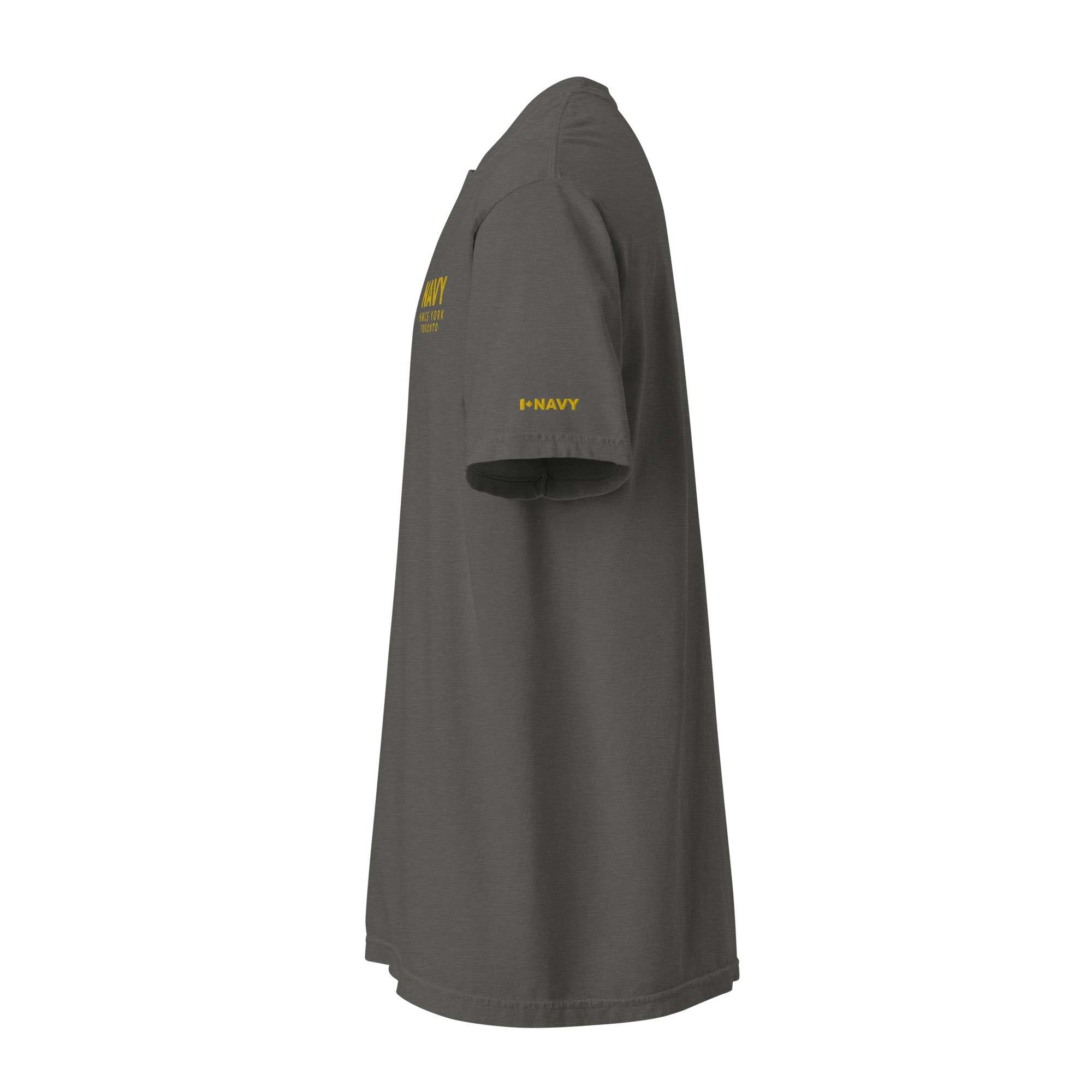 Embroidered HMCS YORK NAVY Unisex garment-dyed heavyweight t-shirt (Gold Thread) - Image 8