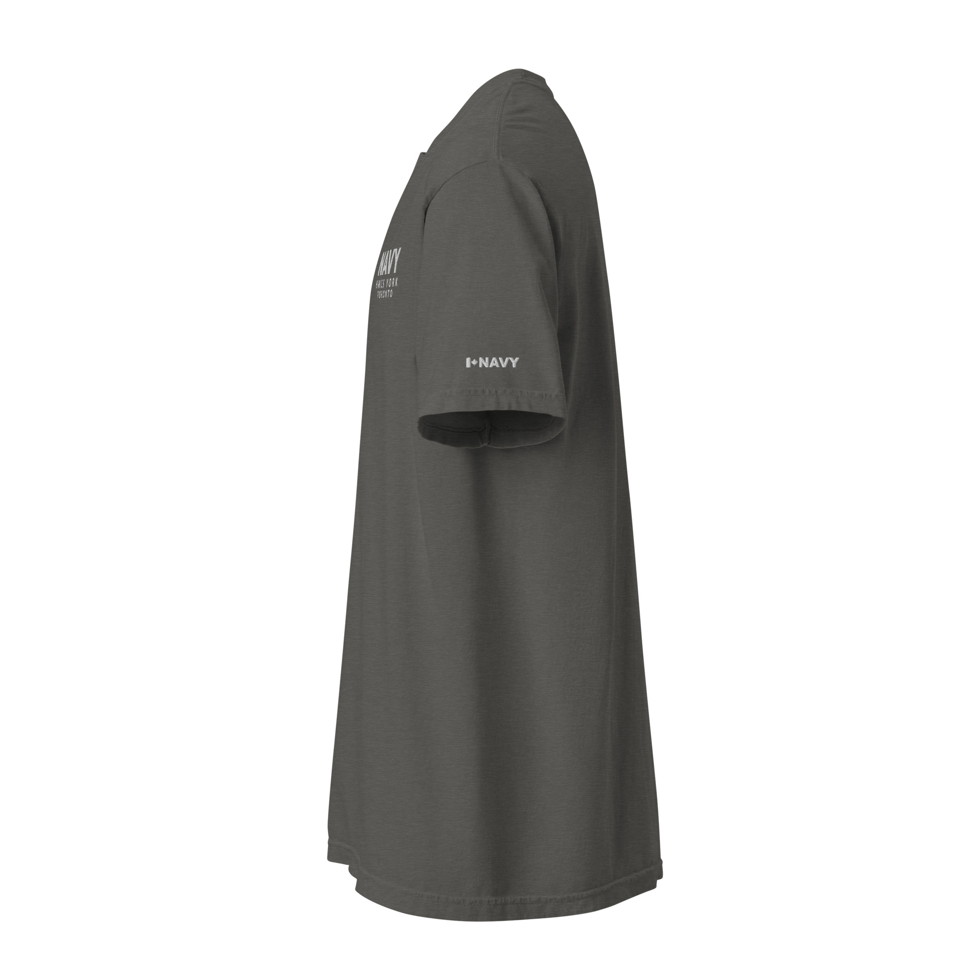 Embroidered HMCS YORK NAVY Unisex garment-dyed heavyweight t-shirt (White Thread) - Image 8