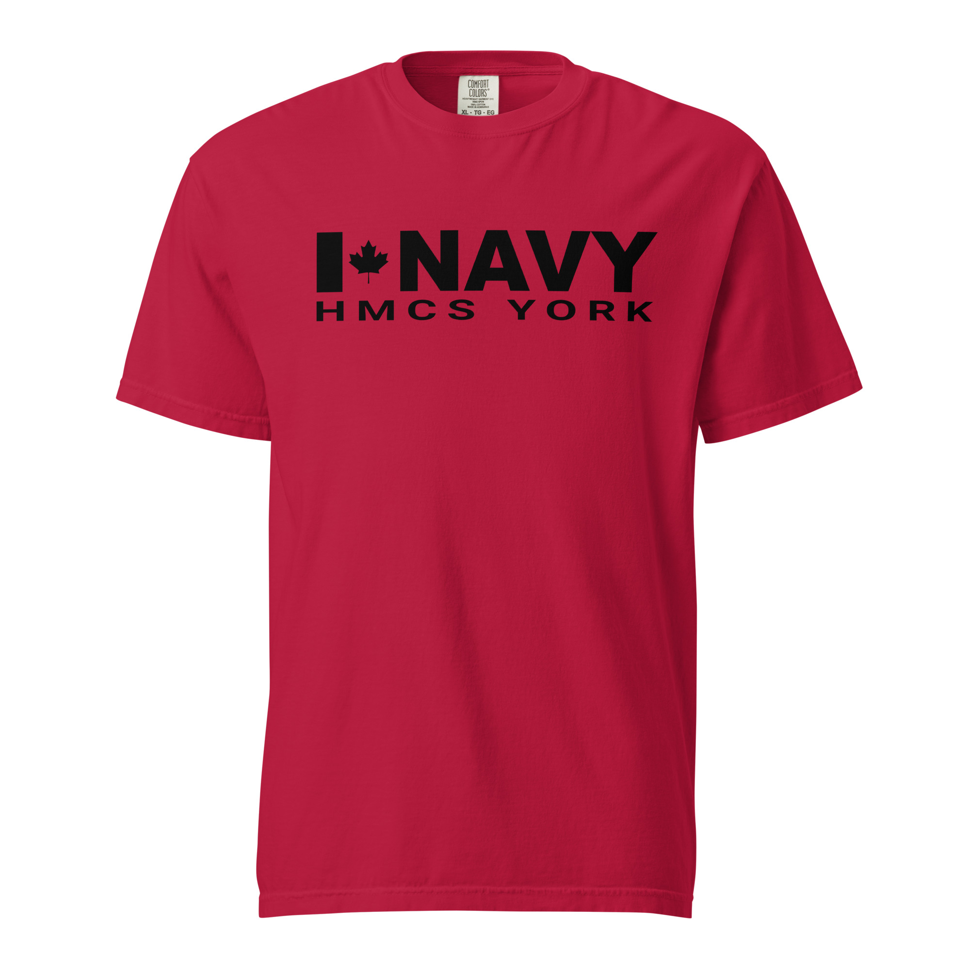 CDN NAVY HMCS YORK Unisex garment-dyed heavyweight t-shirt (Black Text) - Image 2