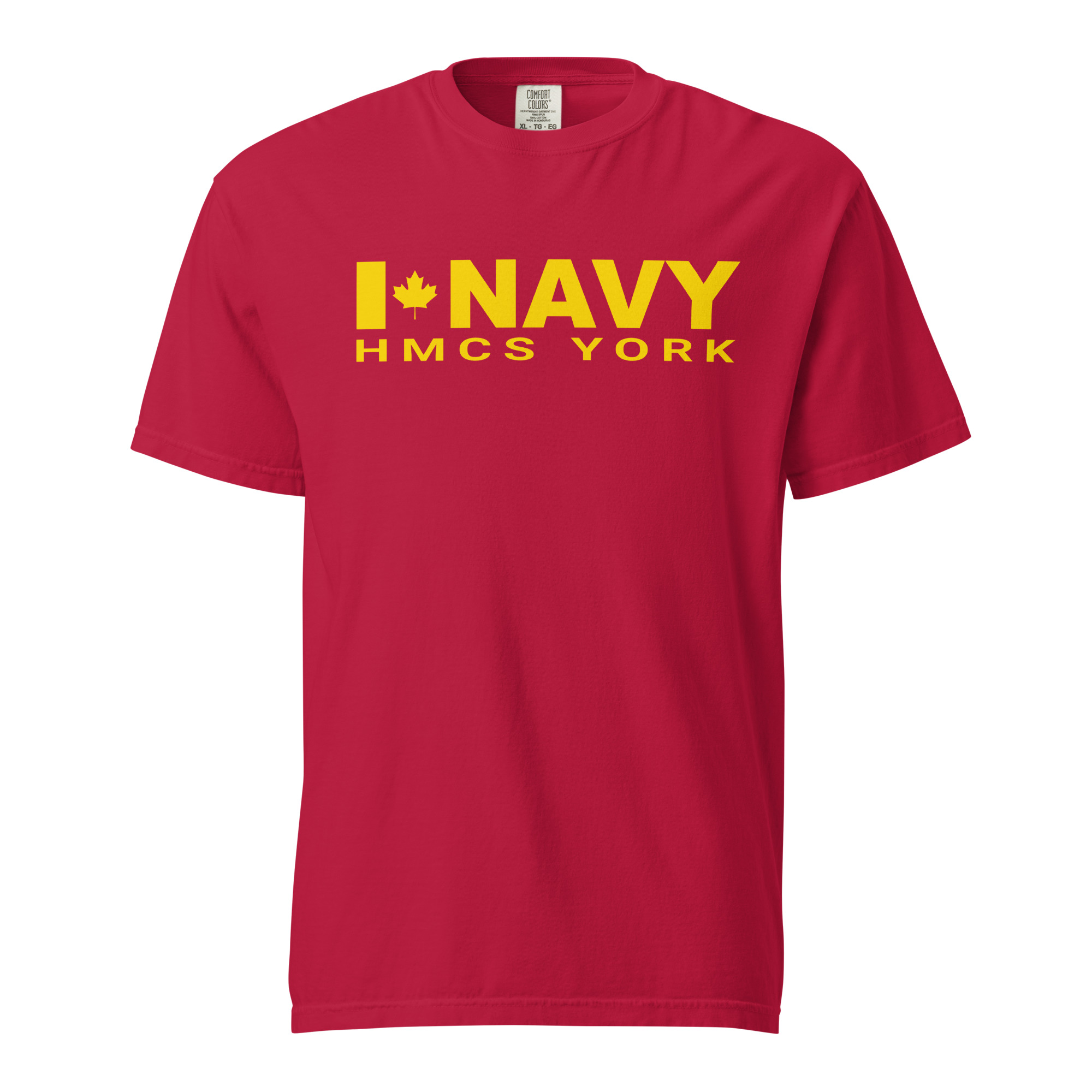 CDN NAVY HMCS YORK Unisex garment-dyed heavyweight t-shirt (Yellow Text) - Image 3