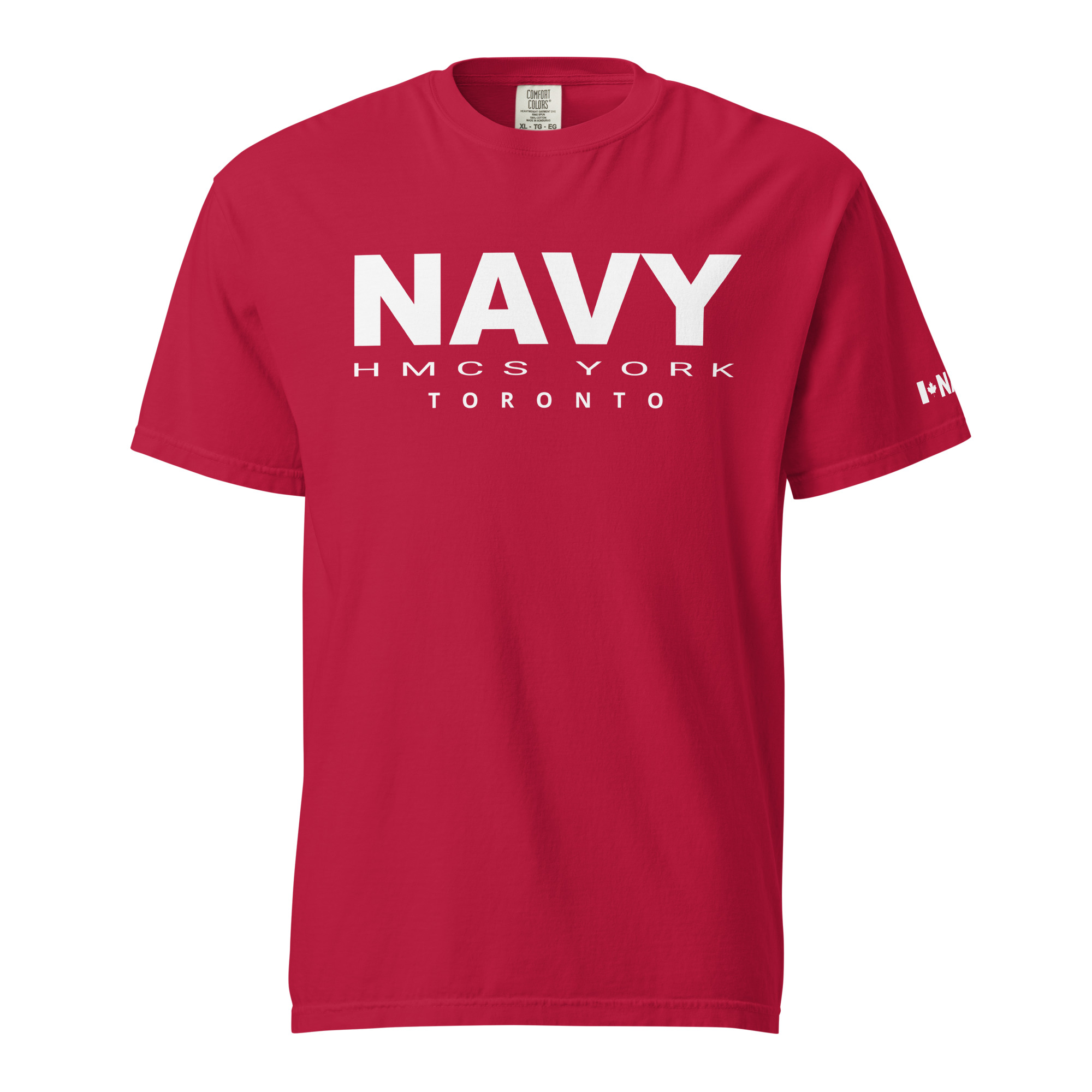 NAVY HMCS YORK Unisex garment-dyed heavyweight t-shirt (White Text) - Image 4