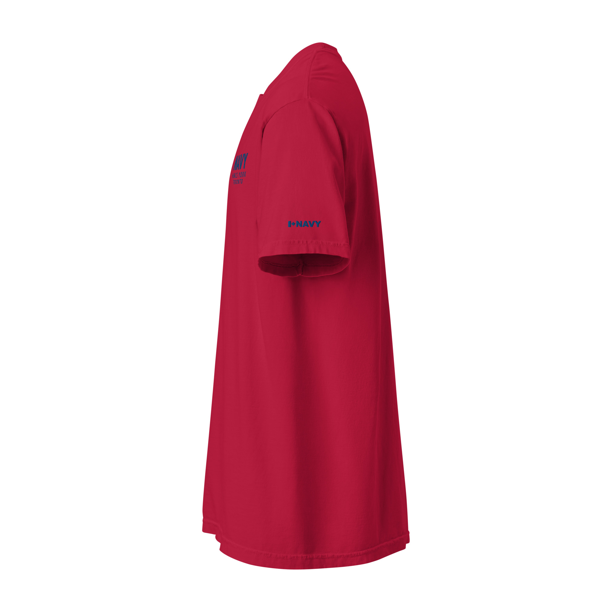 Embroidered HMCS YORK NAVY Unisex garment-dyed heavyweight t-shirt (Blue Thread) - Image 5