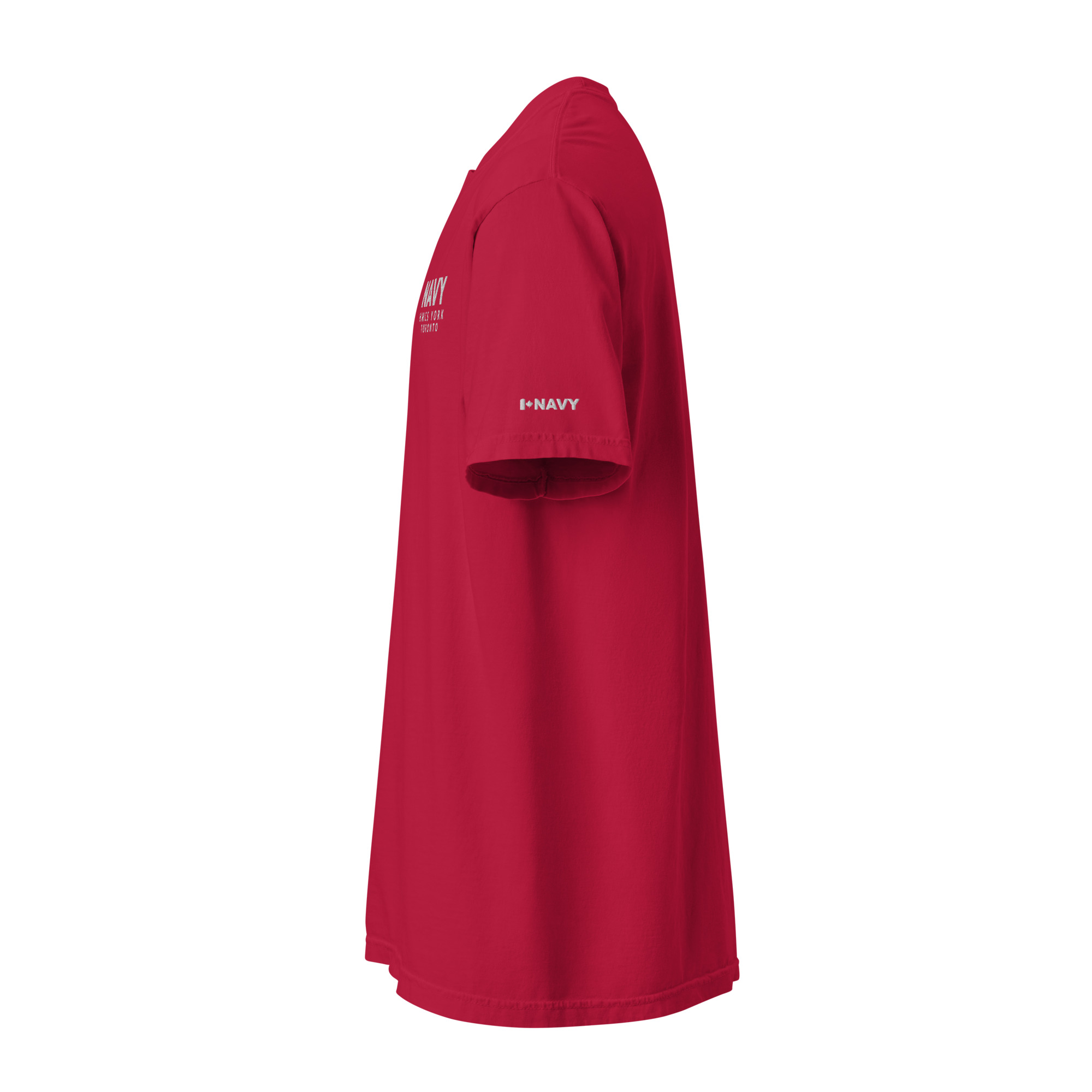 Embroidered HMCS YORK NAVY Unisex garment-dyed heavyweight t-shirt (White Thread) - Image 5